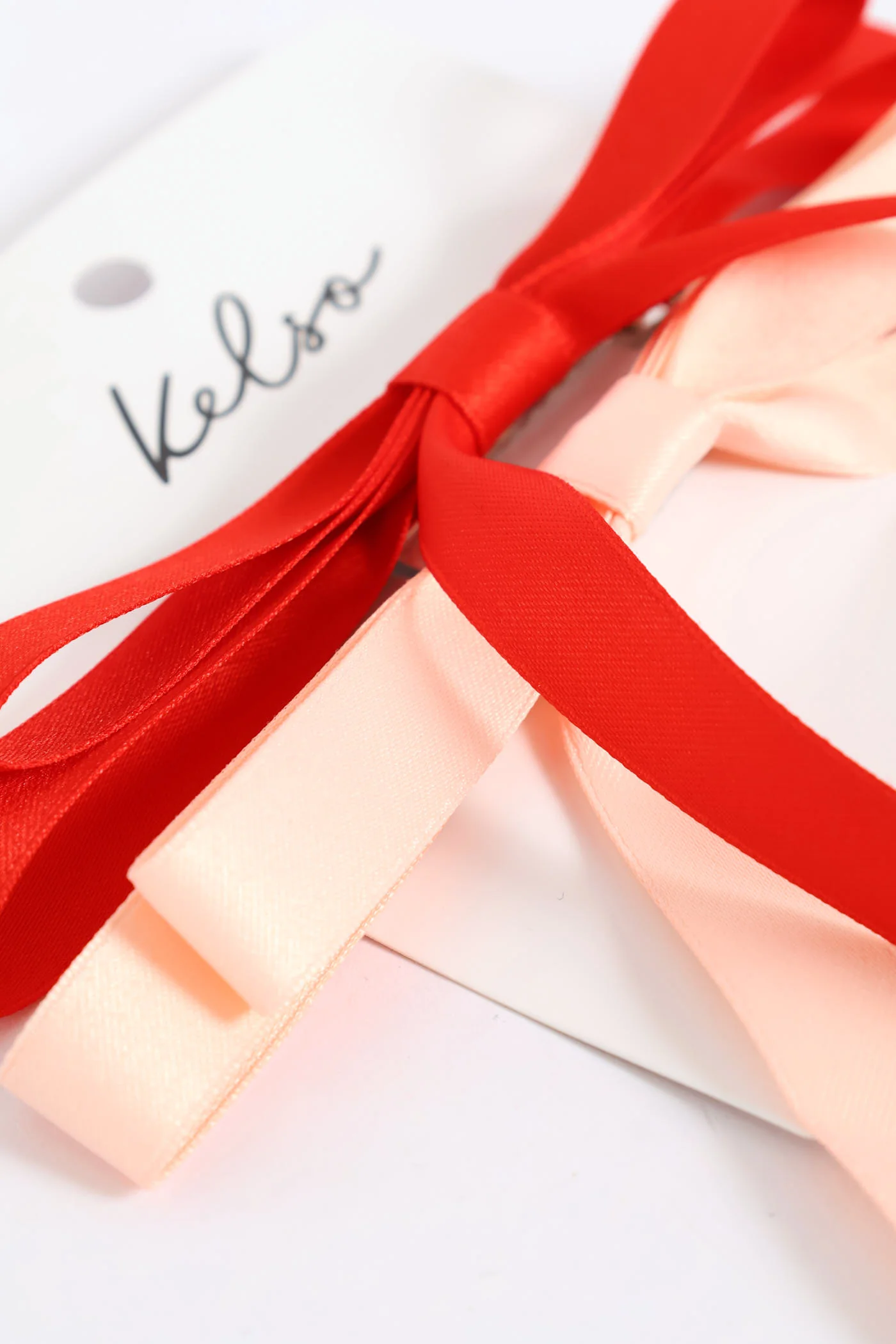 2 Pack Ribbon Bows - Light Pink/Red - Image 3