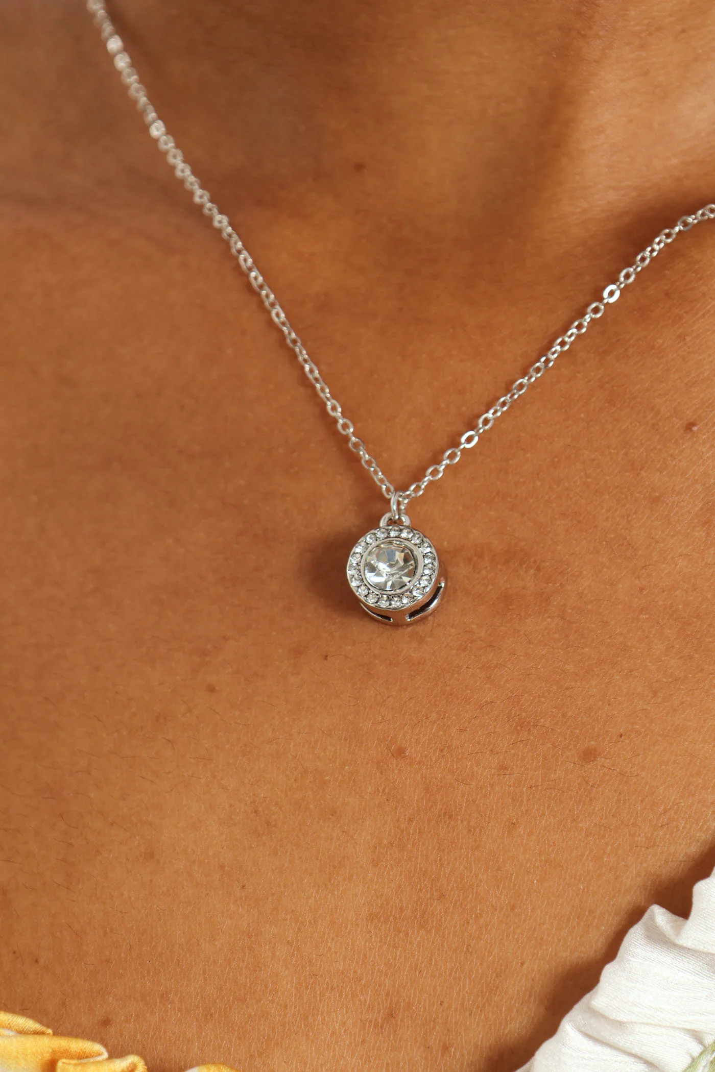 2 Pack Round Diamante Drop & Pendant Necklace - Silver - Image 2