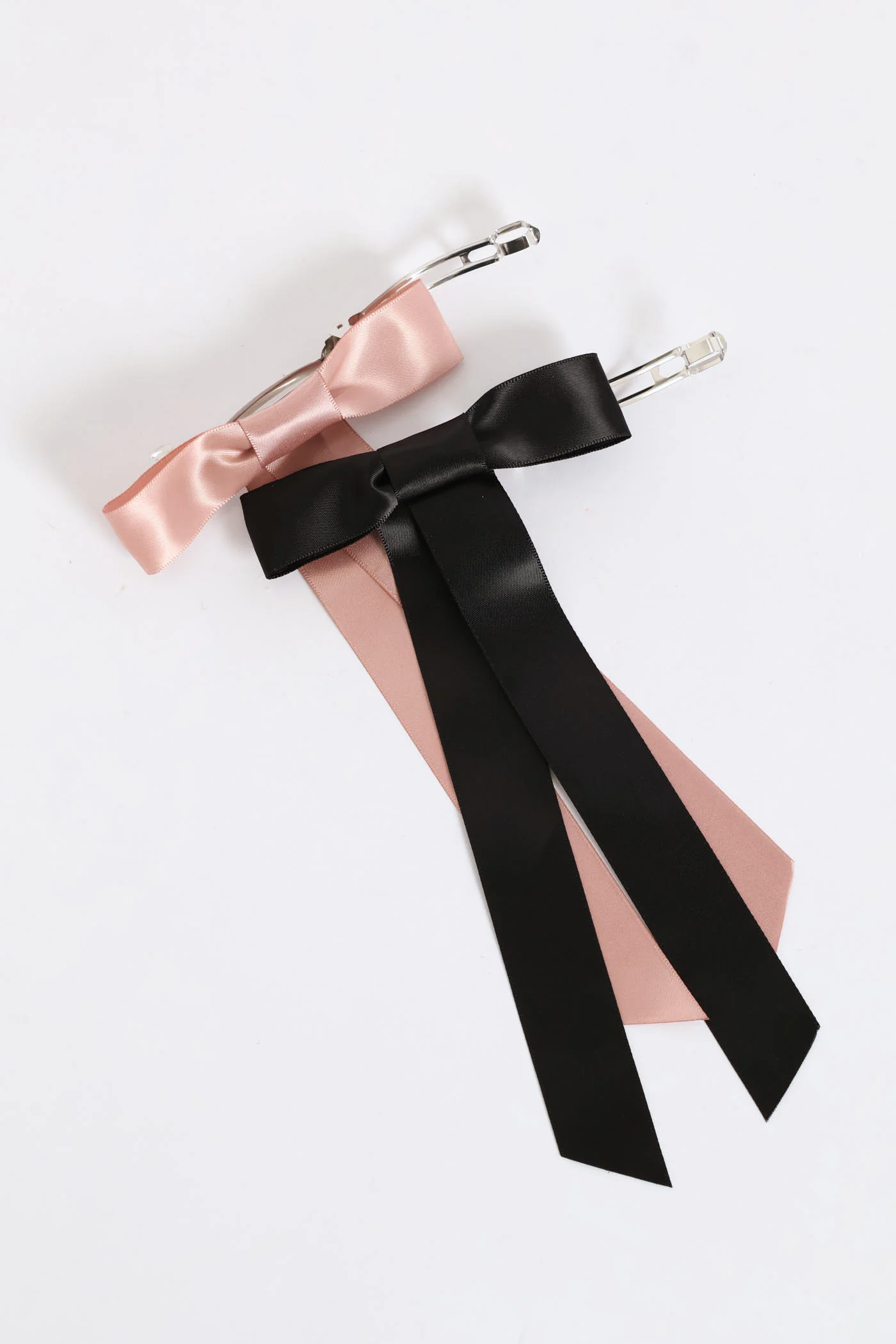 2 Pack Satin Bow - Blush/Black - Image 4