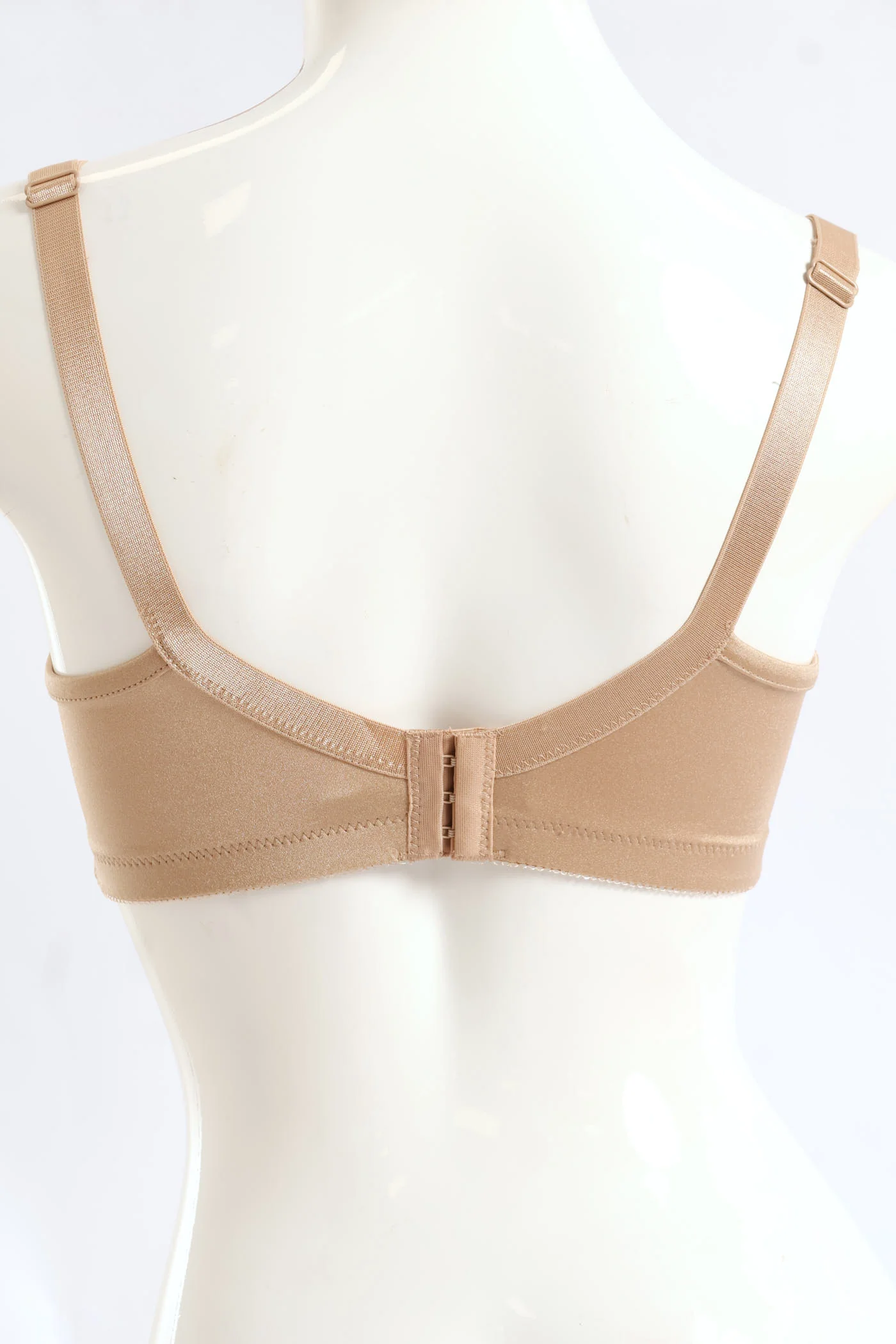 2 Pack Shiny Non-Padded Panel Cup Bra - Beige/White - Image 3
