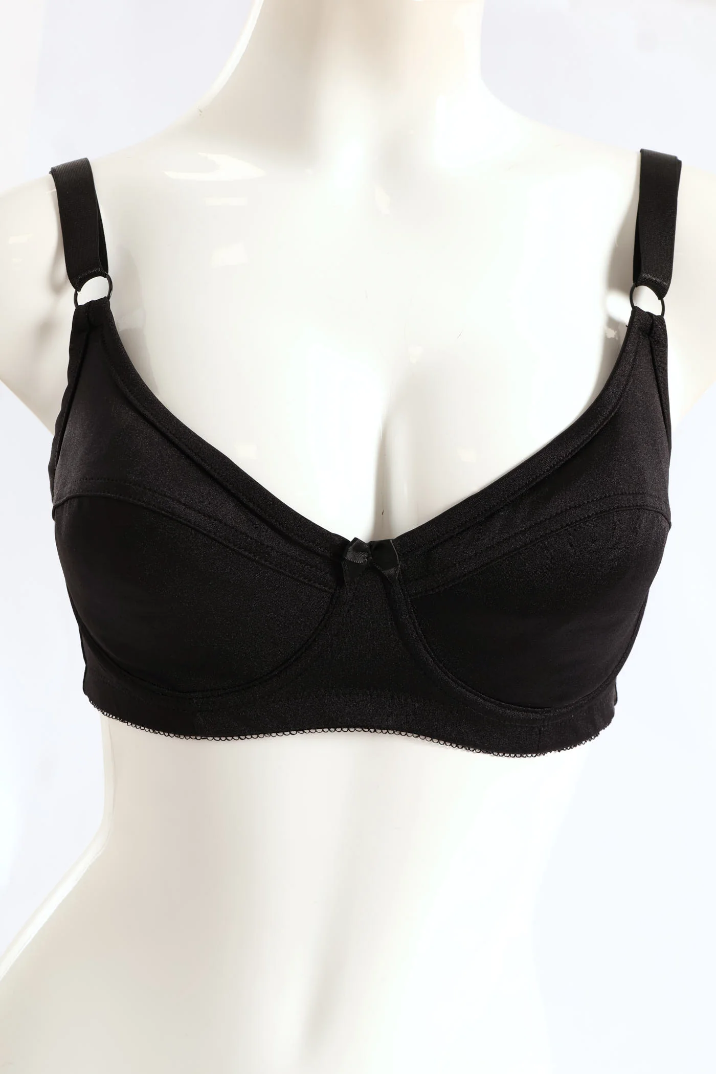 2 Pack Shiny Non-Padded Panel Cup Bra - Mocha/Black - Image 2