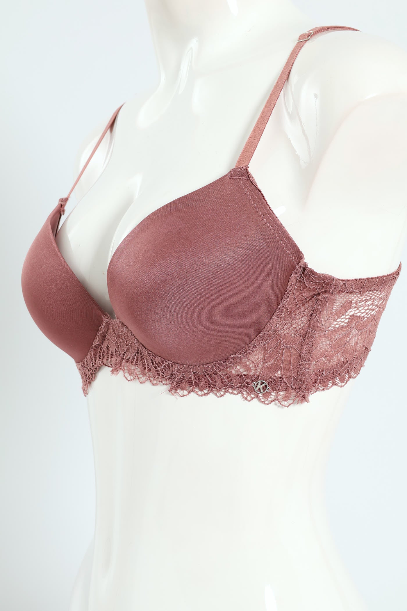 2 Pack Shiny Push Up Bra - Seashell/Coffee - Image 3