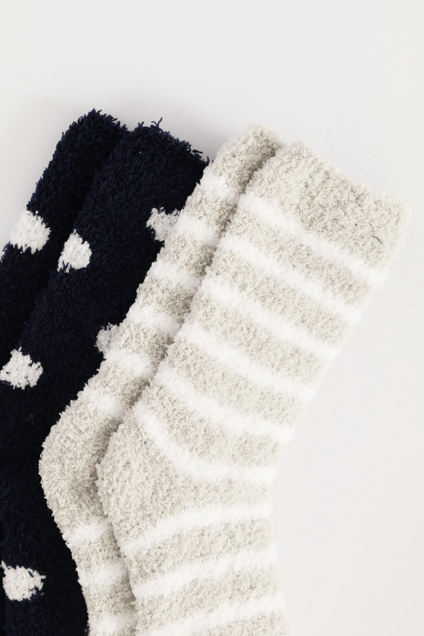 2 Pack Spots & Stripes Cosy Socks - Navy - Image 2