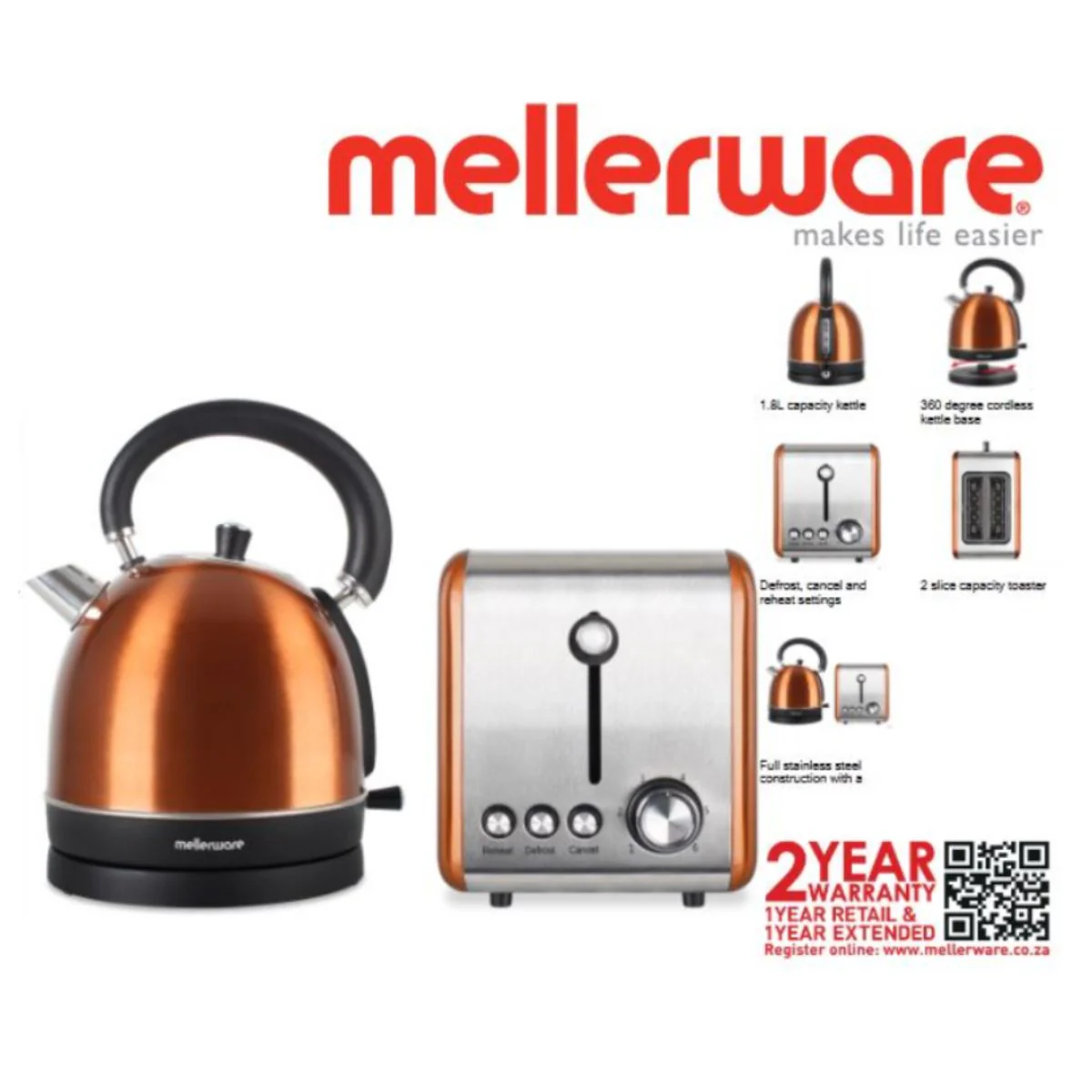 2 Piece Stainless Steel Kettle And Toaster Set - Image 7