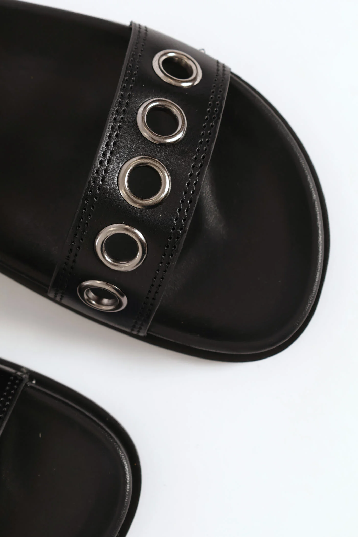 2 Strap Eyelet Sandal - Black - Image 2