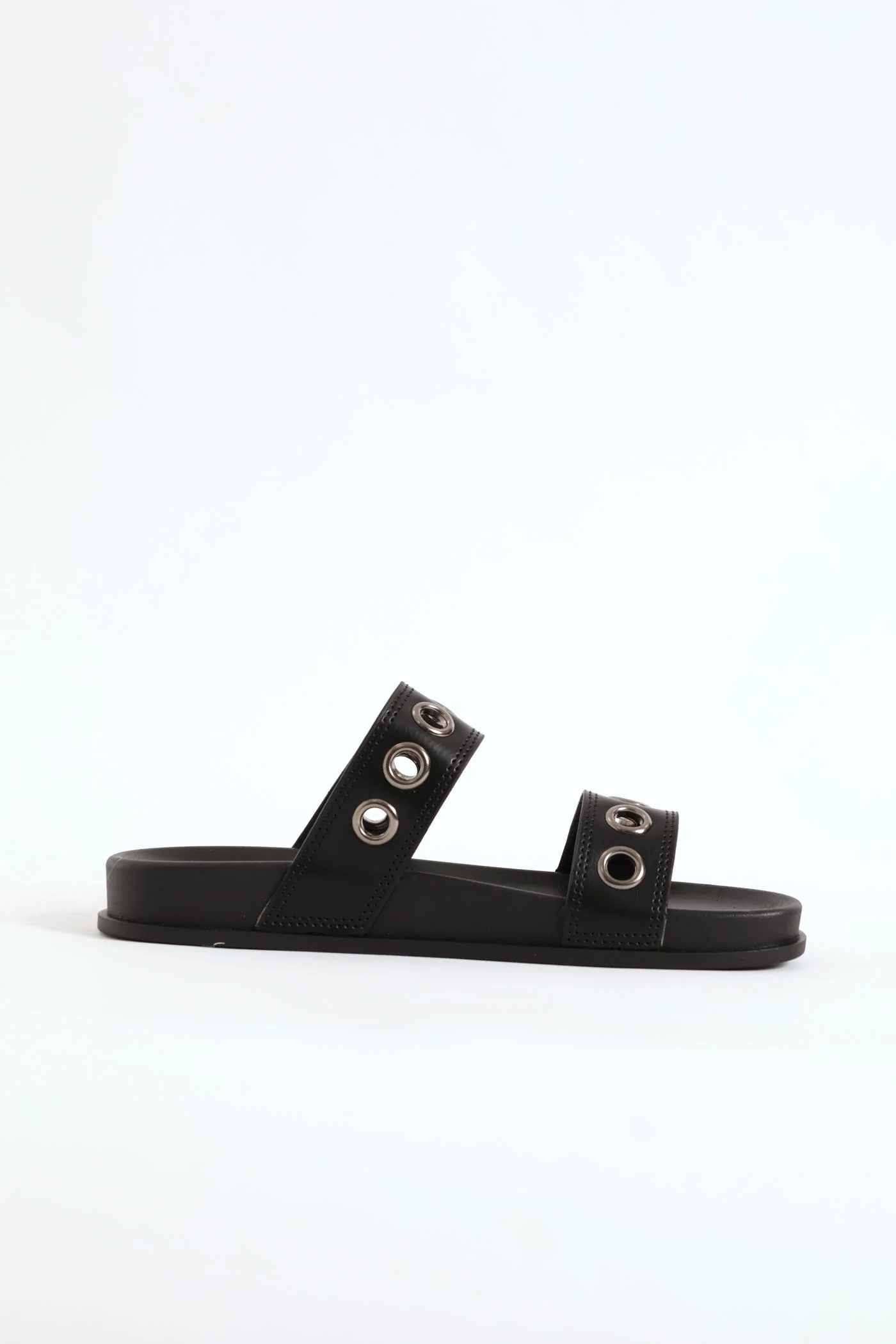 2 Strap Eyelet Sandal - Black - Image 3