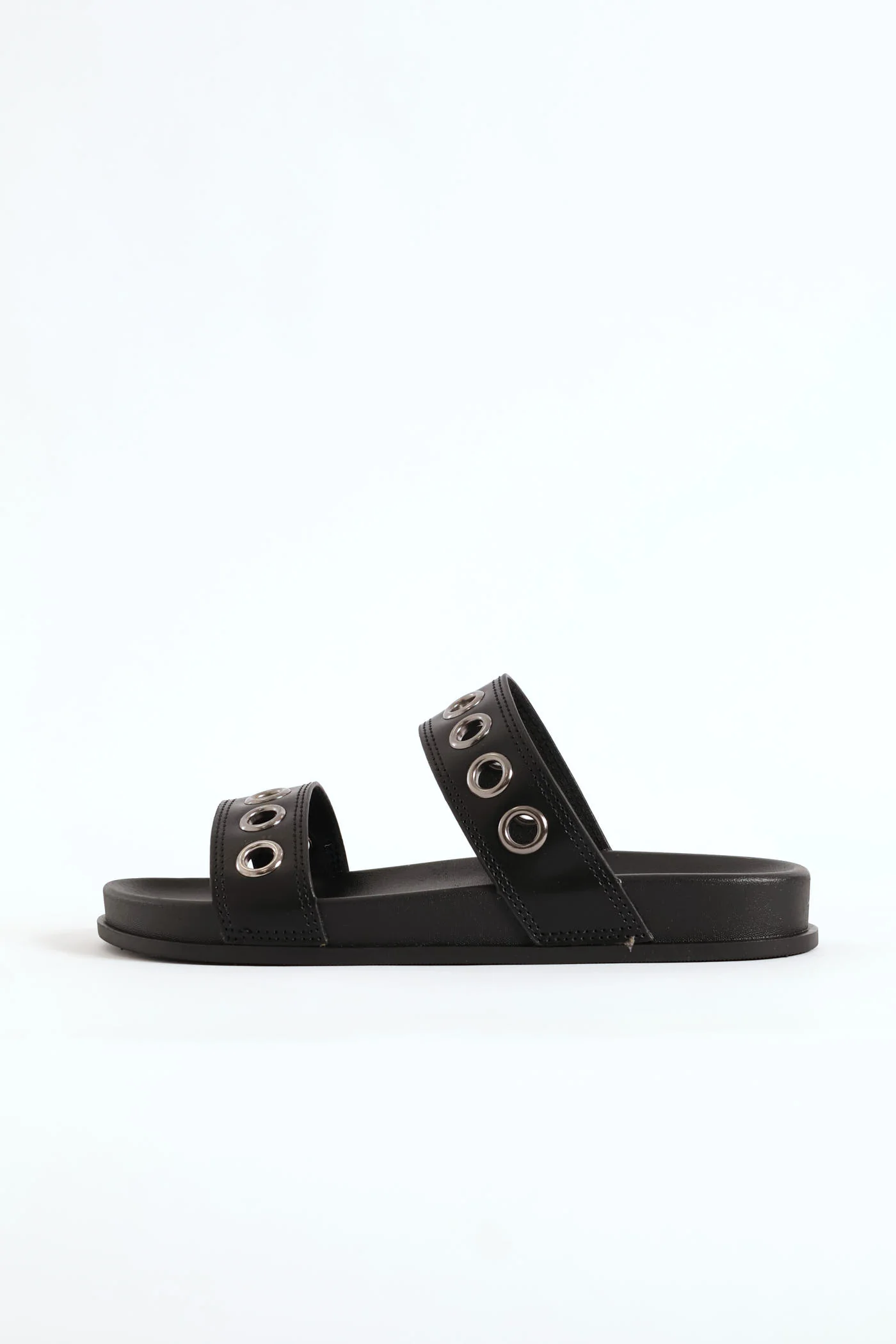 2 Strap Eyelet Sandal - Black - Image 4