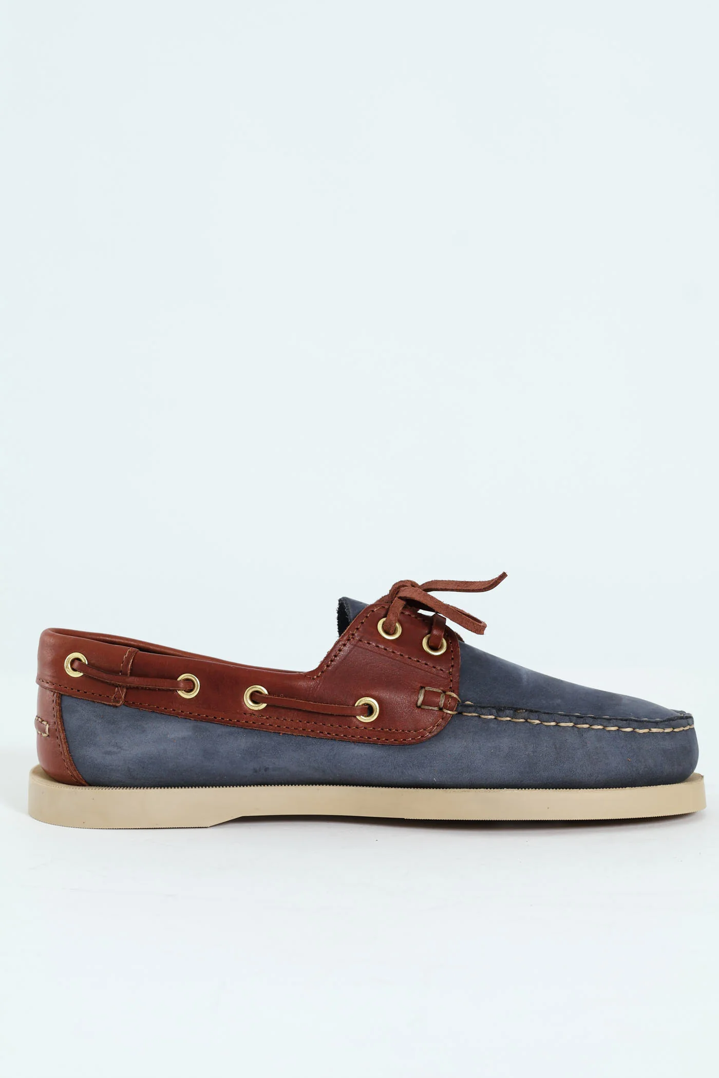 2 Tone Leather Docksider - Navy/Brown - Image 2