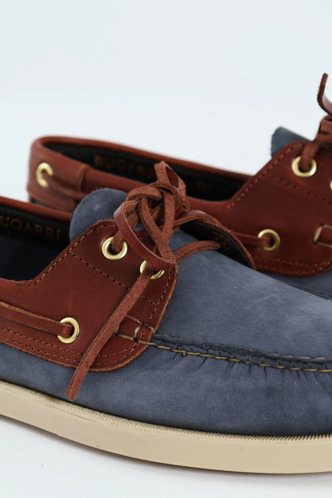 2 Tone Leather Docksider - Navy/Brown - Image 4