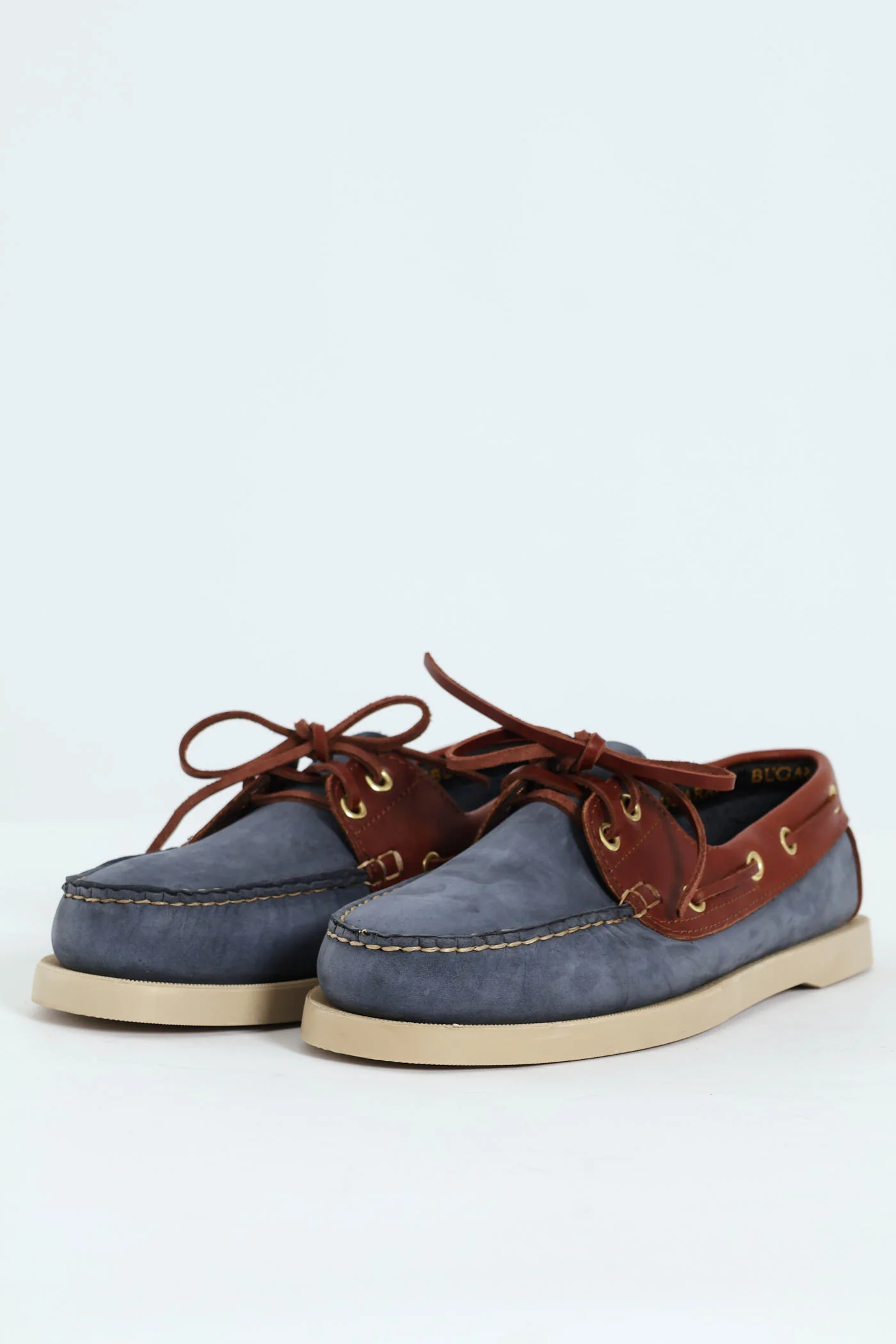 2 Tone Leather Docksider - Navy/Brown - Image 5