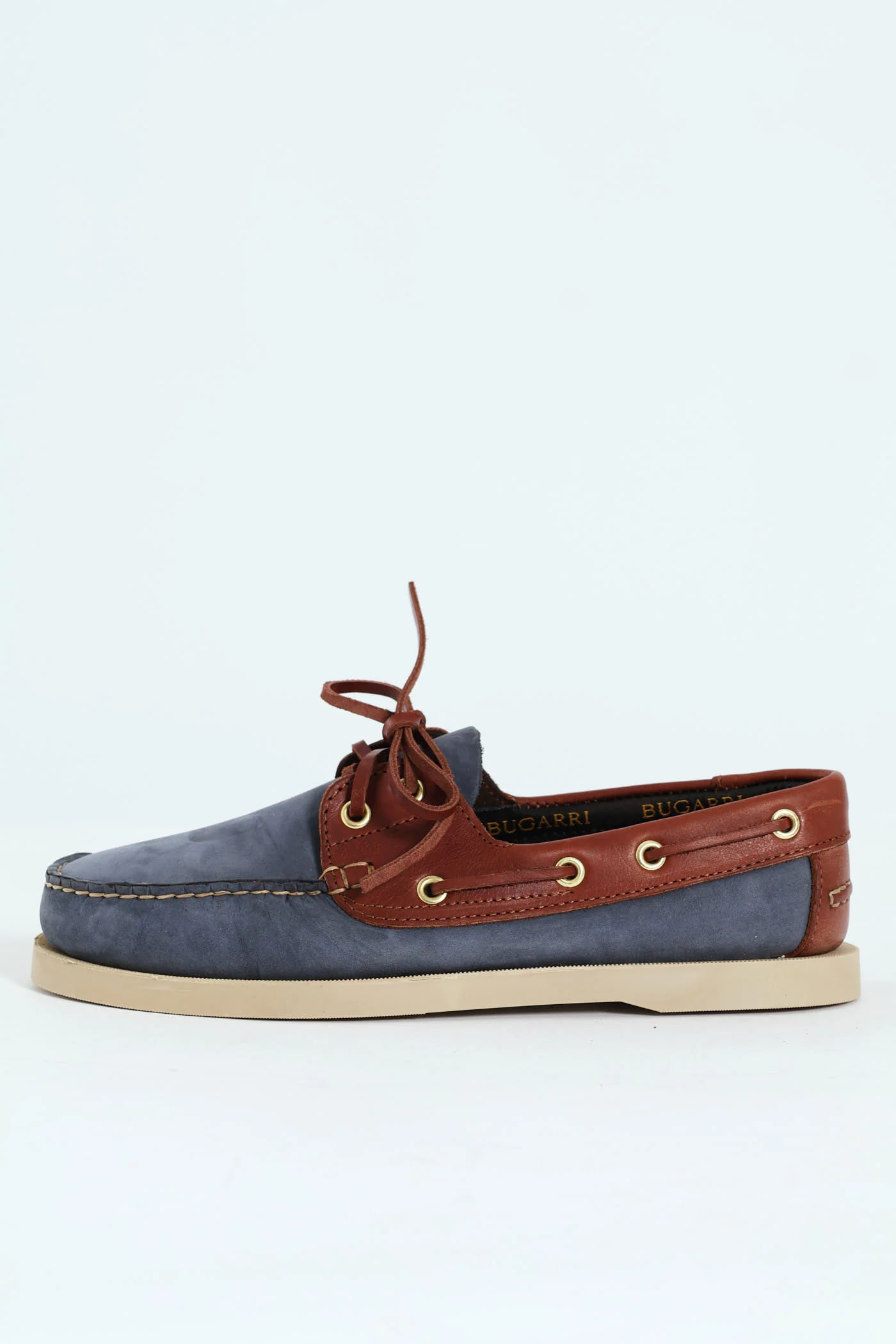 2 Tone Leather Docksider - Navy/Brown - Image 7