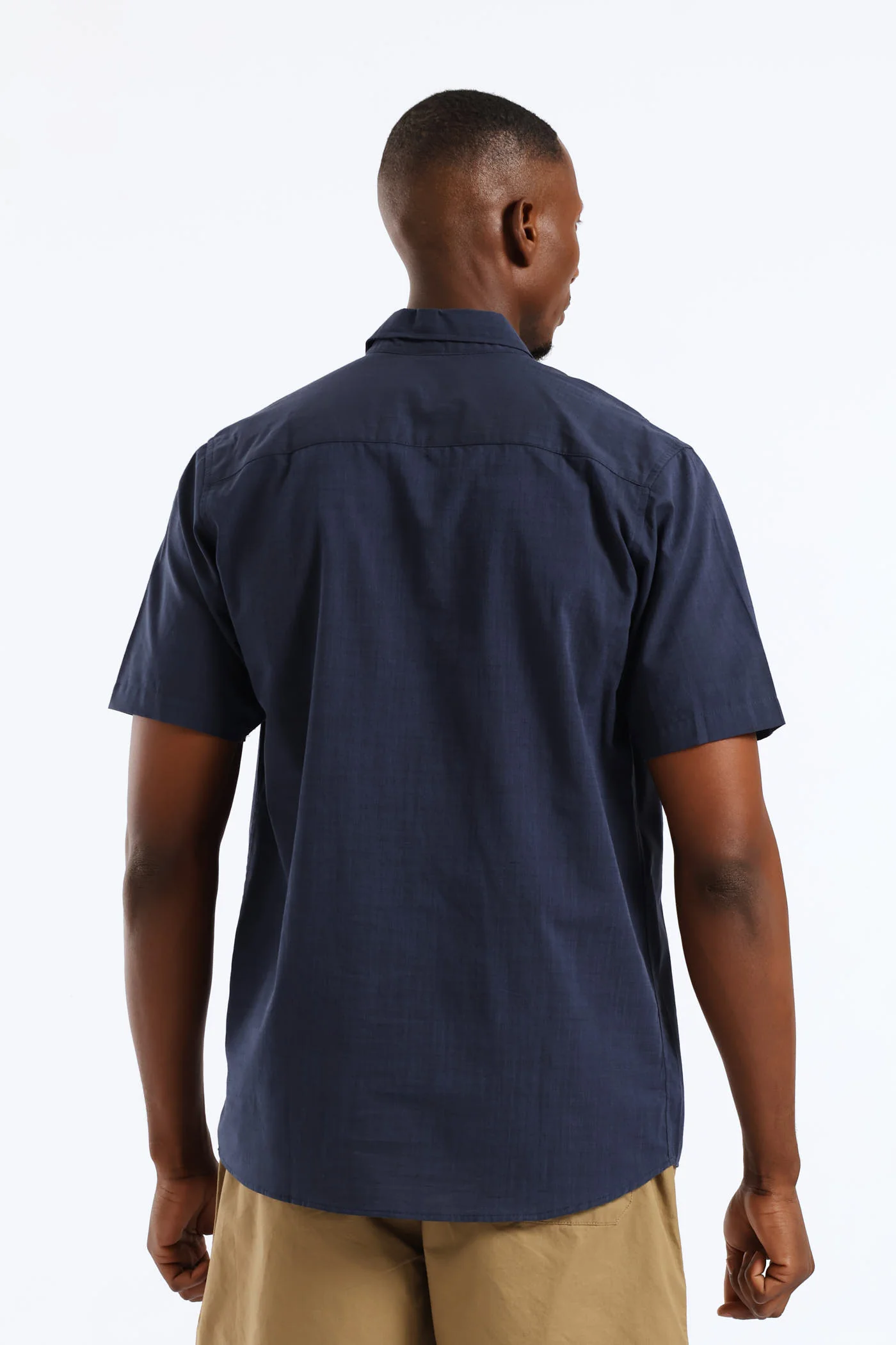 2 Tone Slub Button Down Shirt - Navy - Image 2