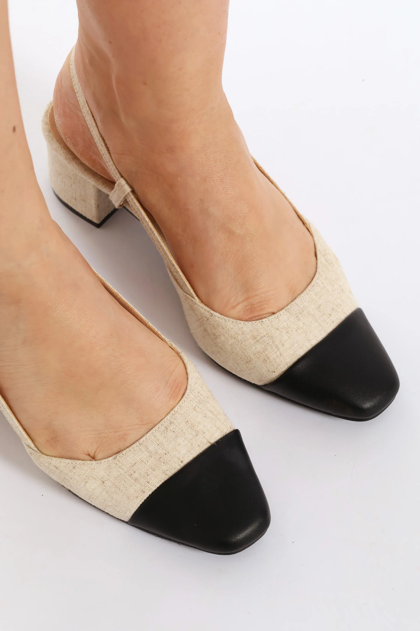 2 Tone Square Toe Block Heel - Multi - Image 2