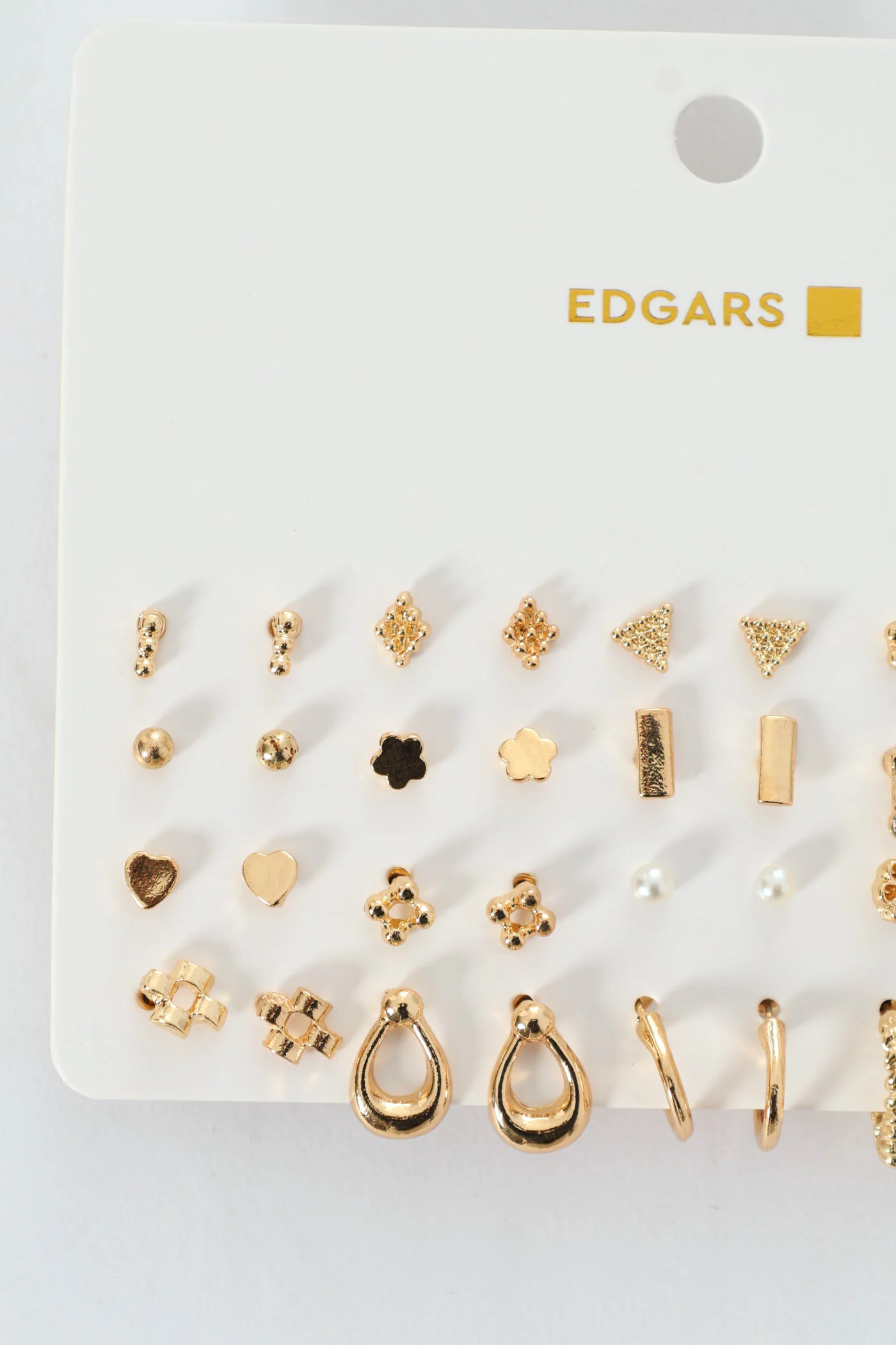 20 Pack Floral Stud Small Hoop Earrings - Gold - Image 2