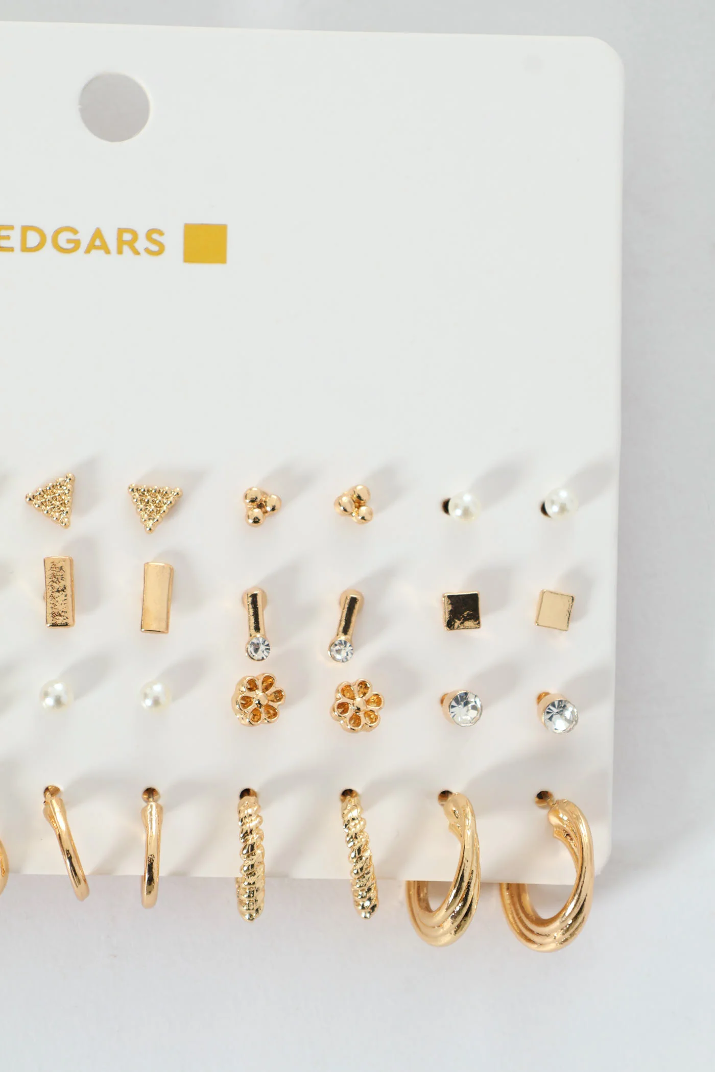 20 Pack Floral Stud Small Hoop Earrings - Gold - Image 3