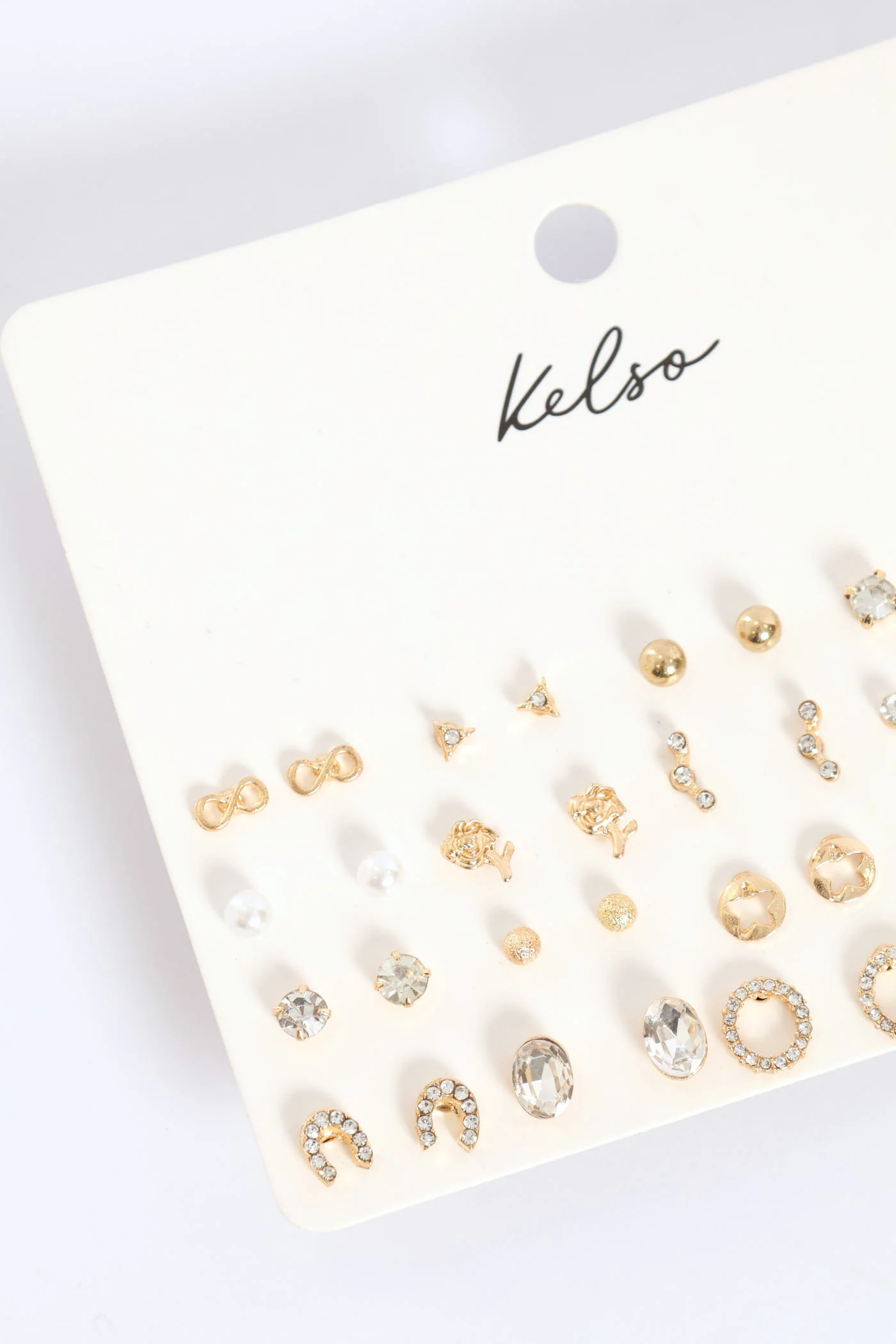 20 Pack Jewel Pearl & Bead Star Earrings - Gold - Image 3