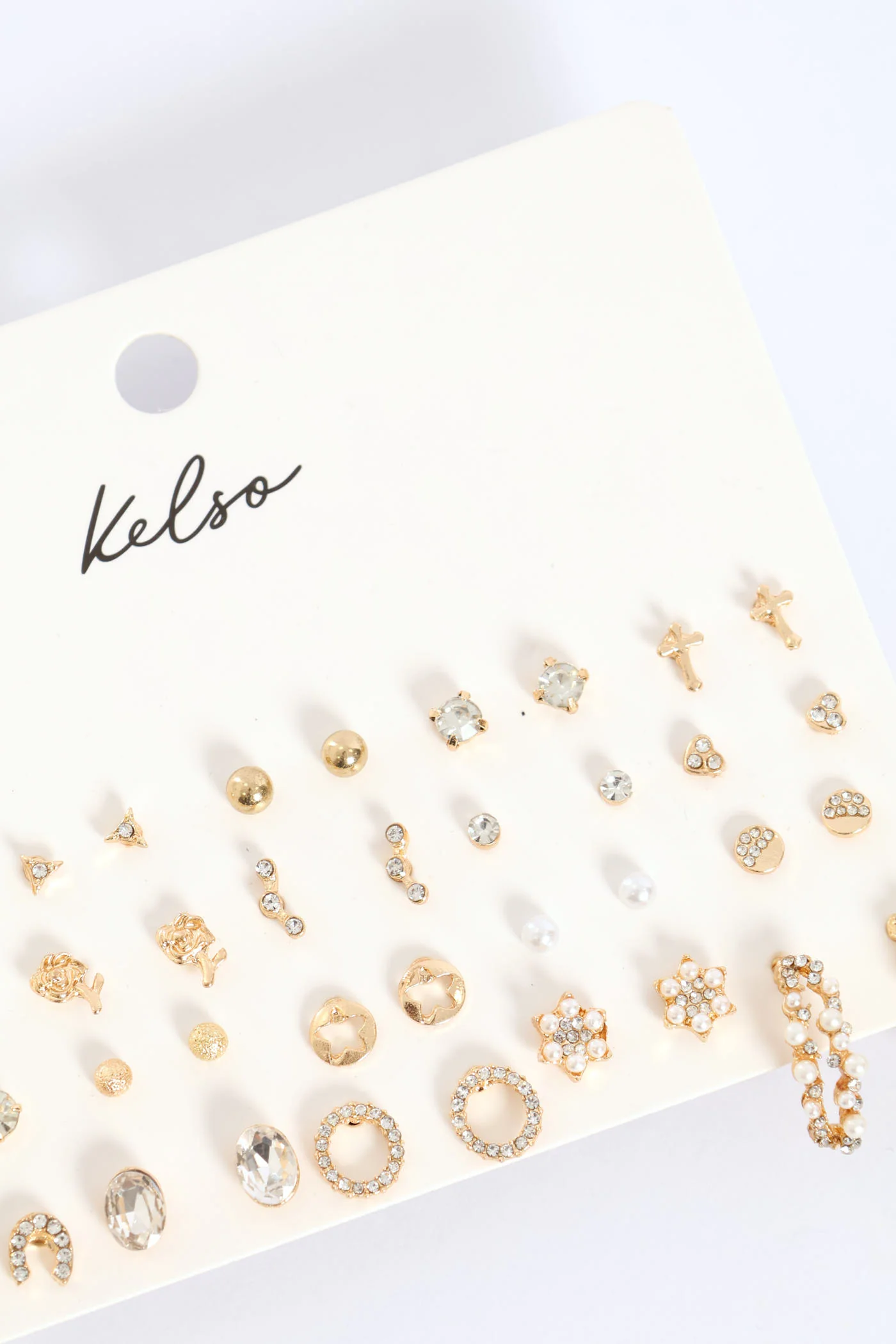 20 Pack Jewel Pearl & Bead Star Earrings - Gold - Image 4