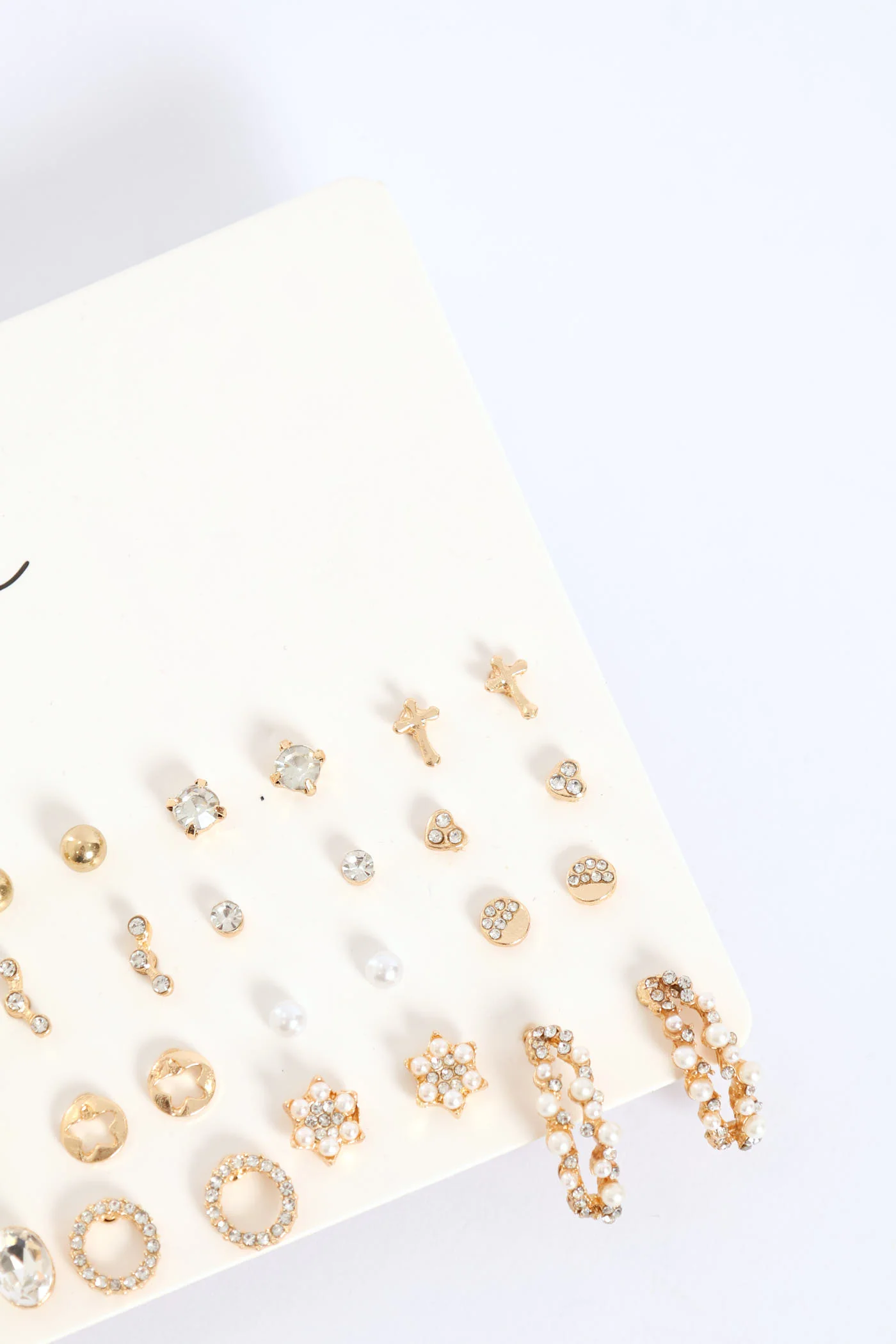 20 Pack Jewel Pearl & Bead Star Earrings - Gold - Image 5