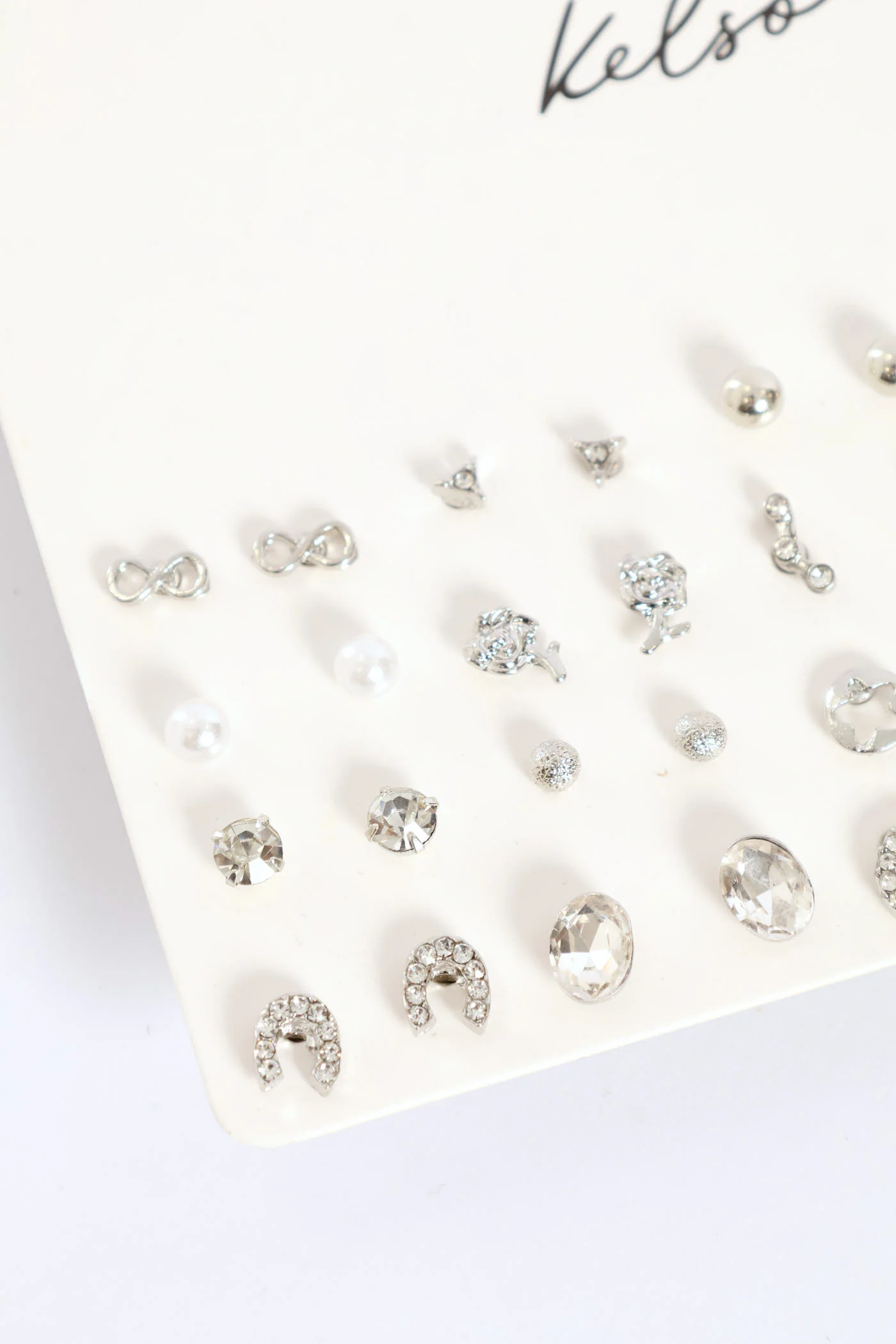 20 Pack Jewel Pearl & Bead Star Earrings - Silver - Image 2
