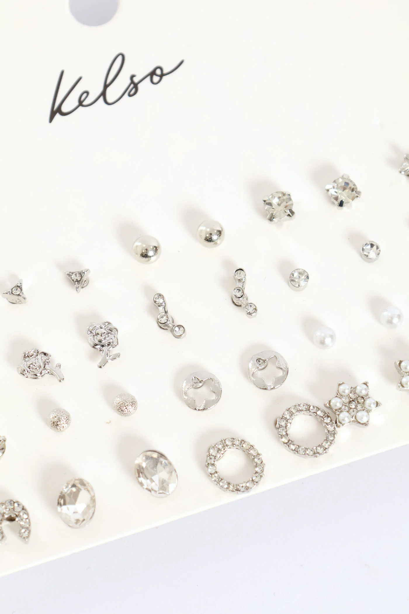 20 Pack Jewel Pearl & Bead Star Earrings - Silver - Image 3