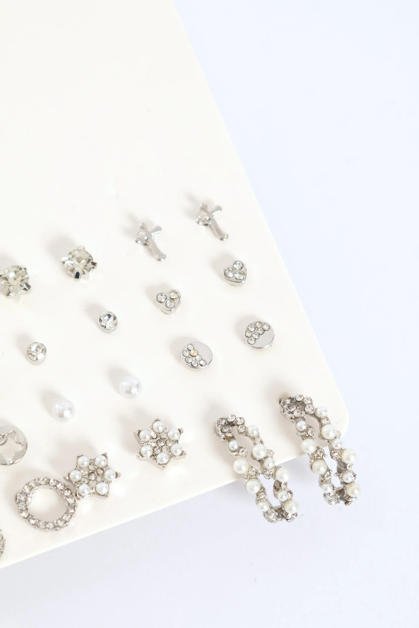 20 Pack Jewel Pearl & Bead Star Earrings - Silver - Image 4