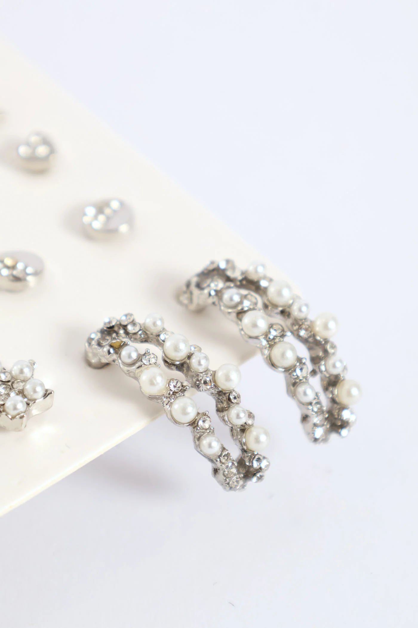20 Pack Jewel Pearl & Bead Star Earrings - Silver - Image 5