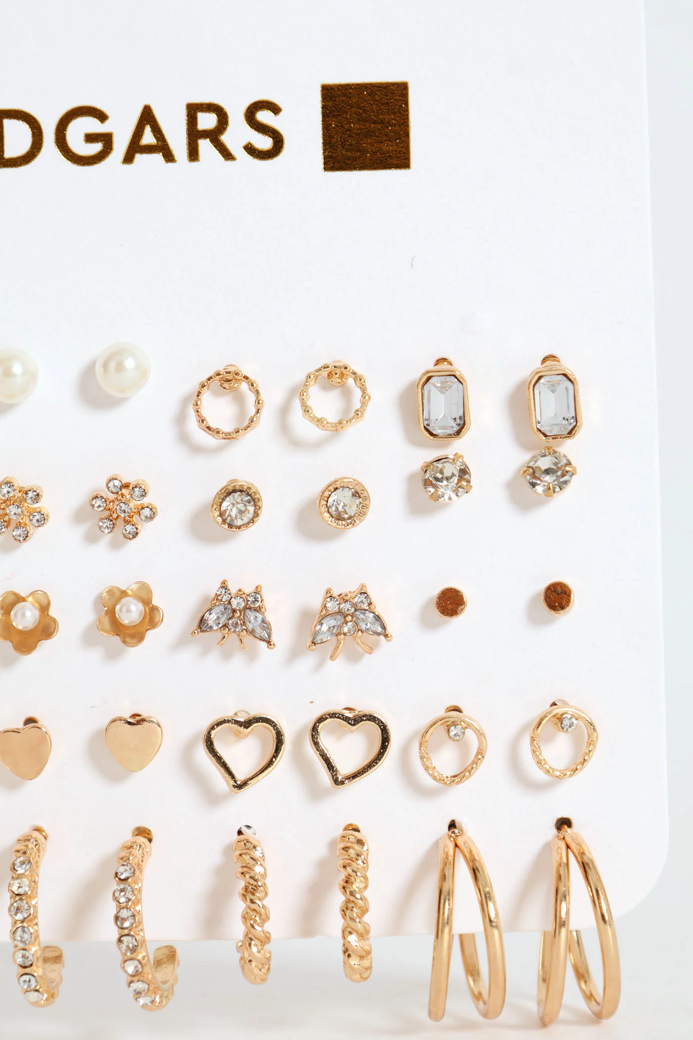 20 Pack Pearl Bead Floral Small Hoop Earrings - Gold - Image 3