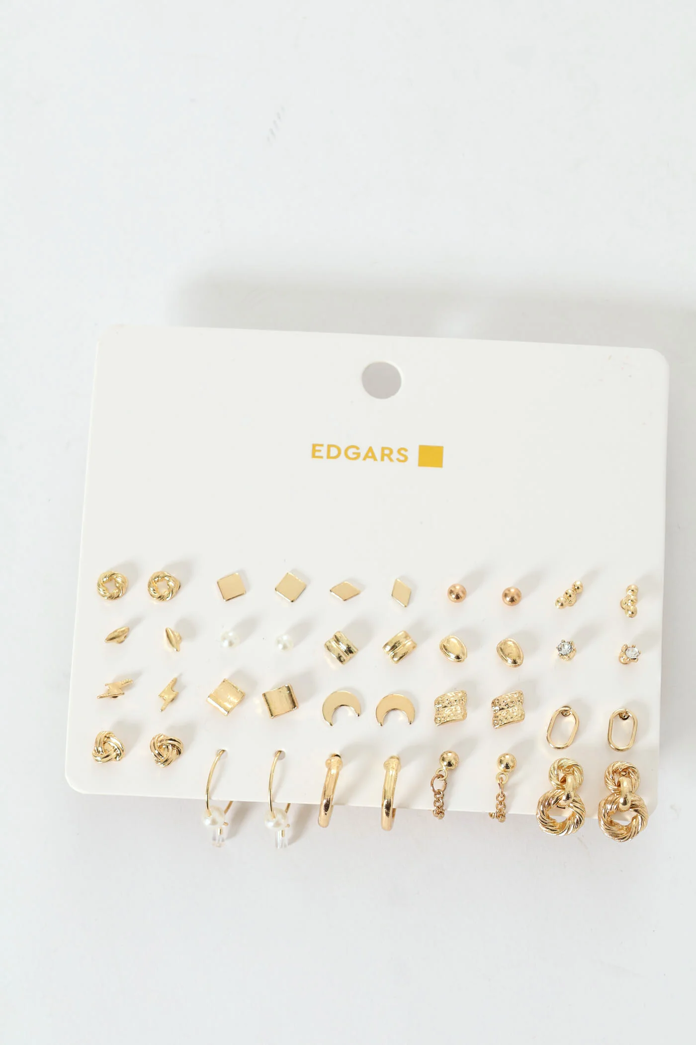 20 Pack Stud & Hoop Earrings - Gold - Image 2