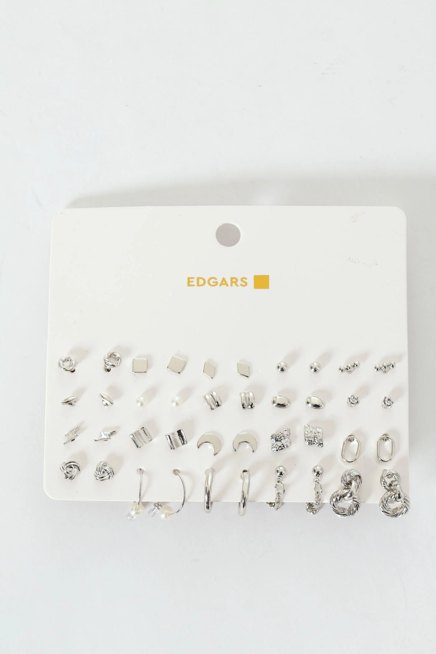 20 Pack Stud & Hoop Earrings - Silver - Image 2