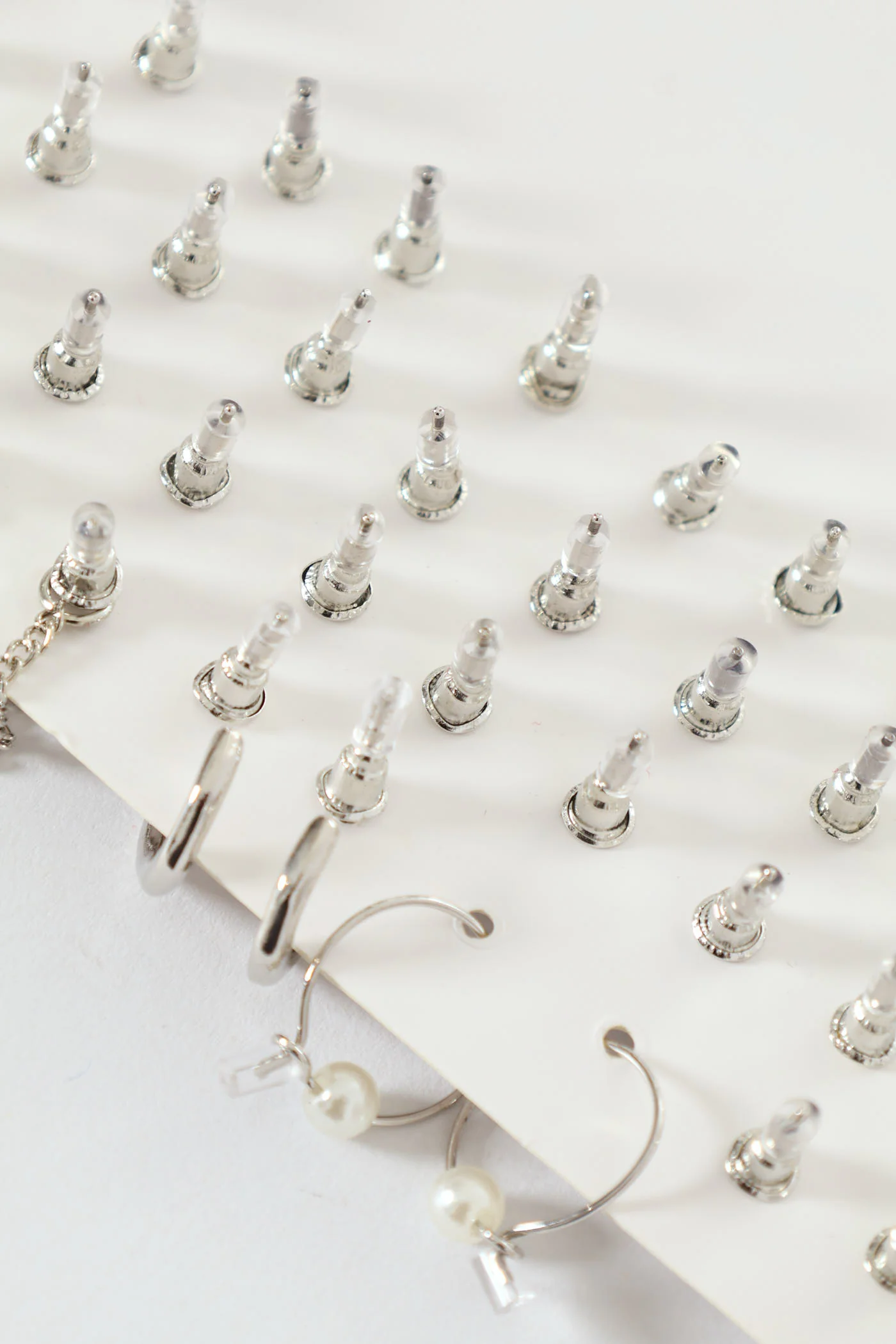 20 Pack Stud & Hoop Earrings - Silver - Image 3