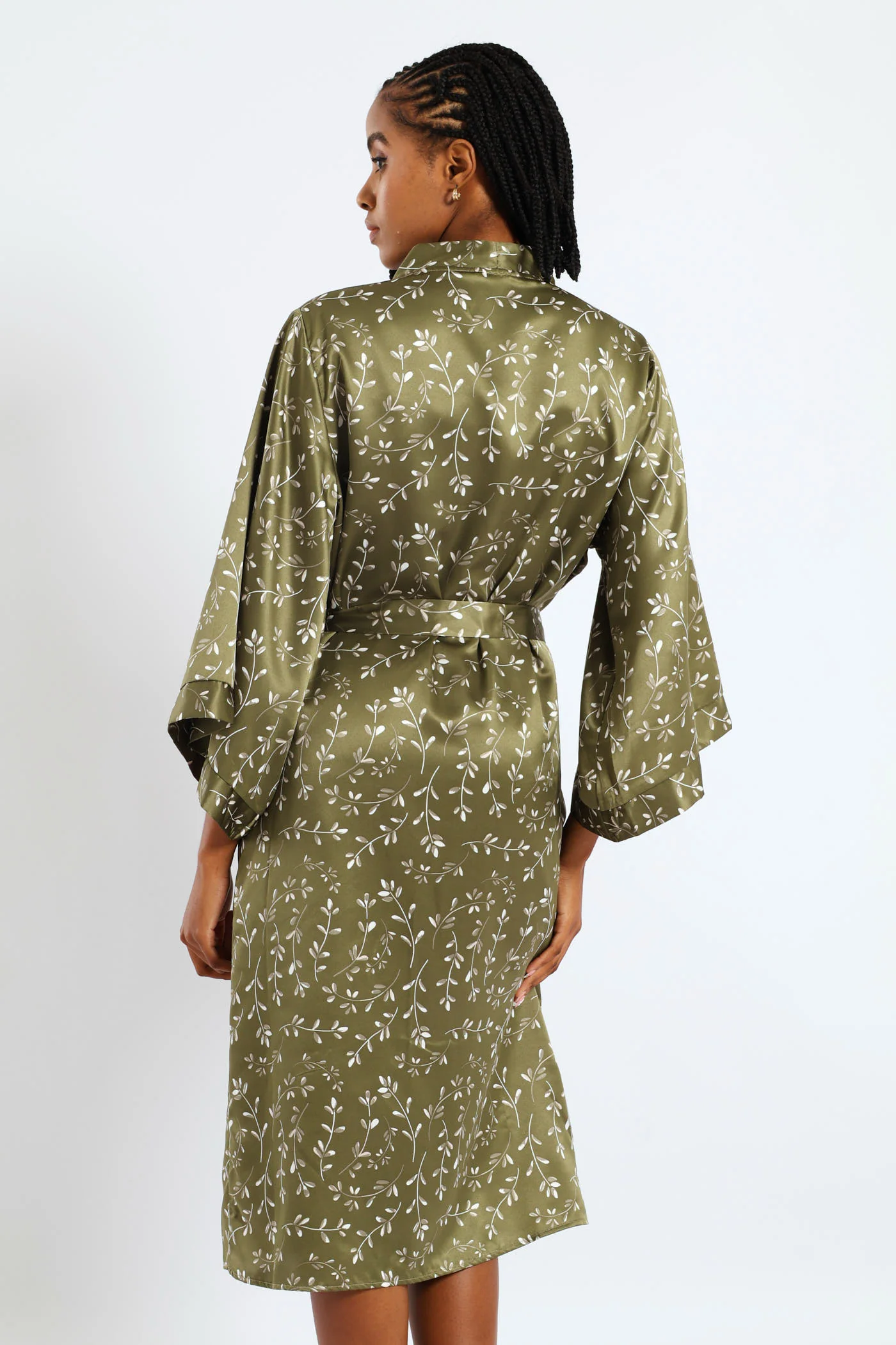 3/4 Satin Sprigs Gown - Fatigue - Image 5
