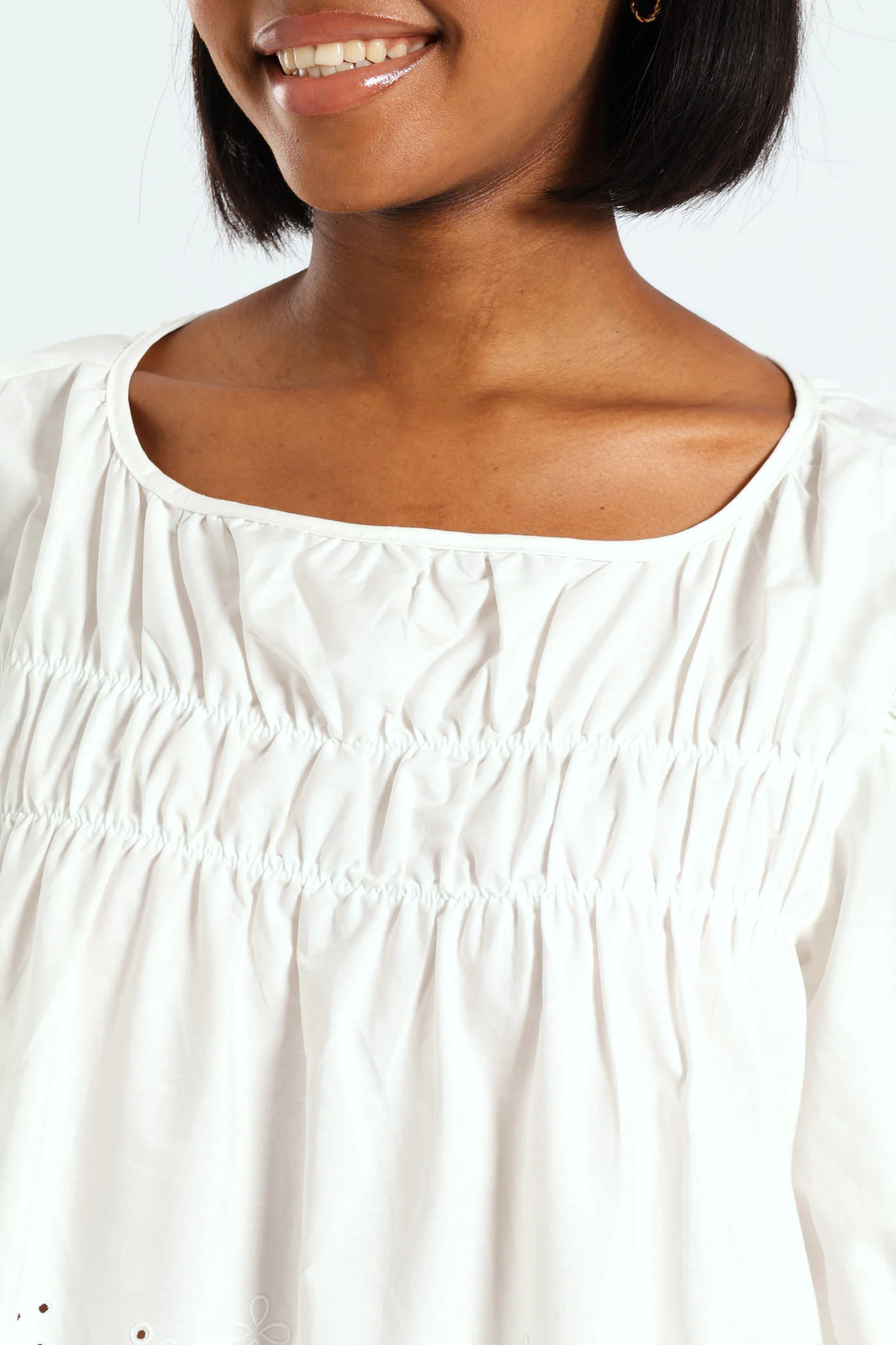 3/4 Sleeve Babydoll Top - White - Image 4