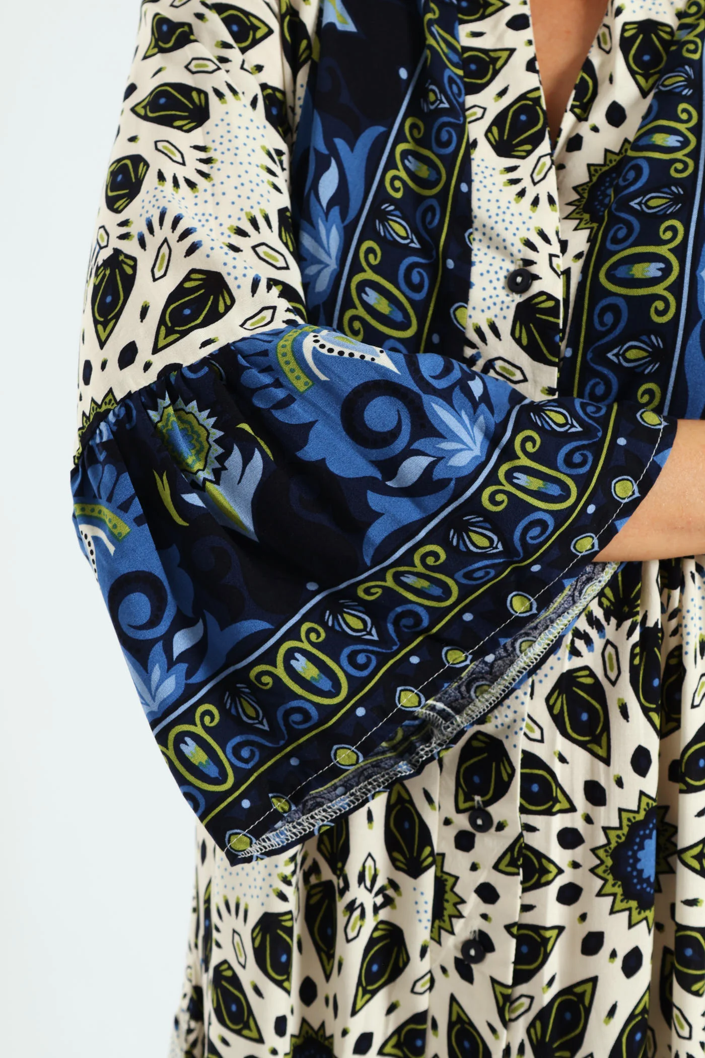 3/4 Sleeve Border Tent Dress - Multi - Image 4