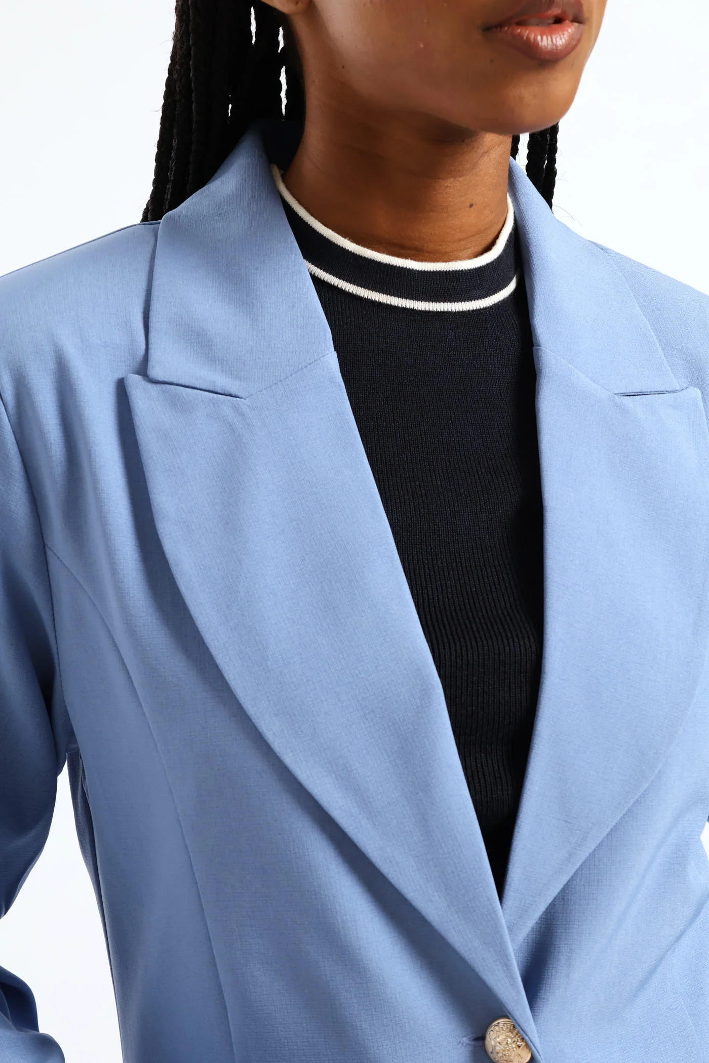 3 Button Twill Blazer - Blue - Image 5