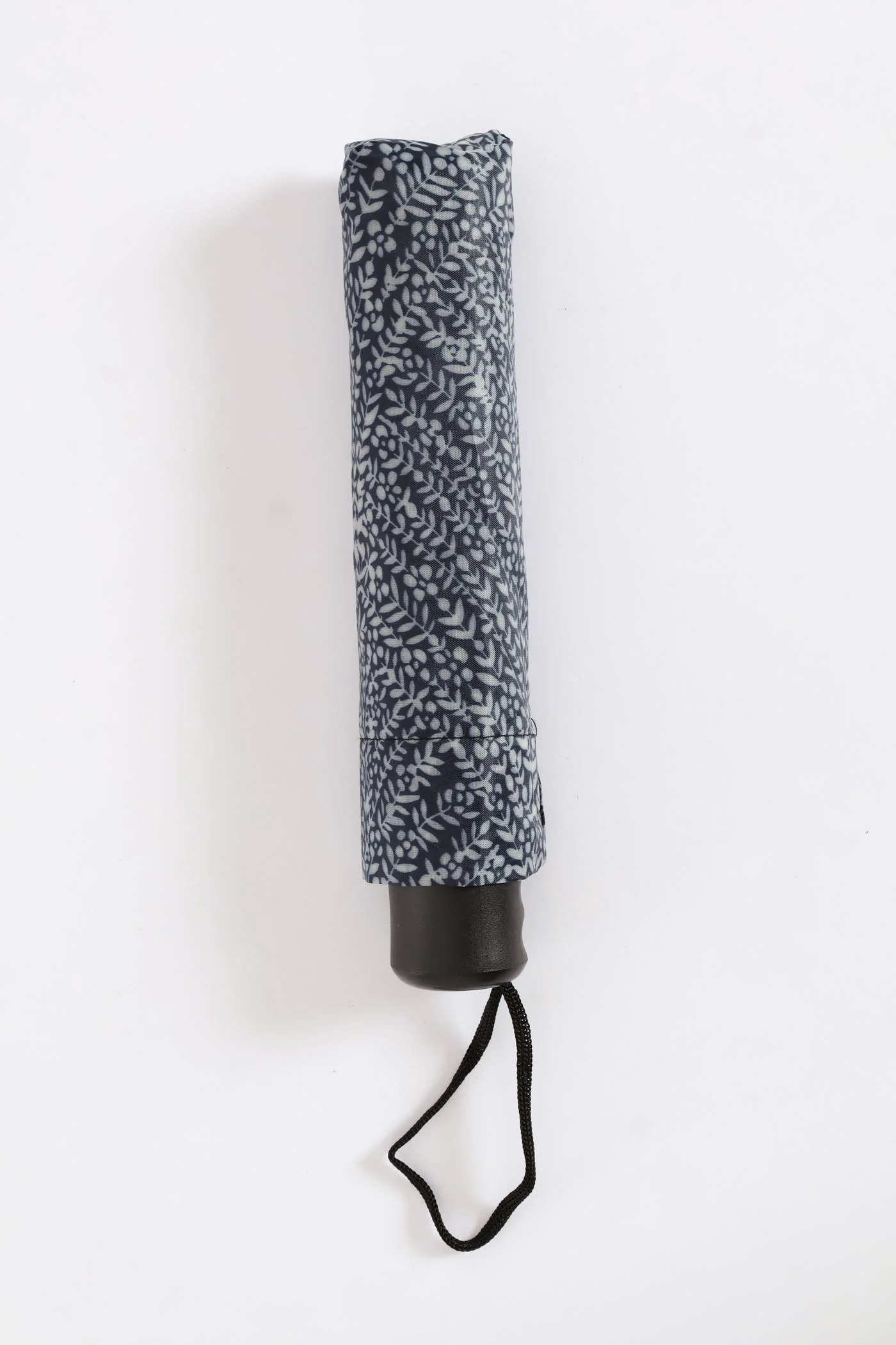 3-Fold Compact Leaf Print Umbrella - Black/White - Image 2