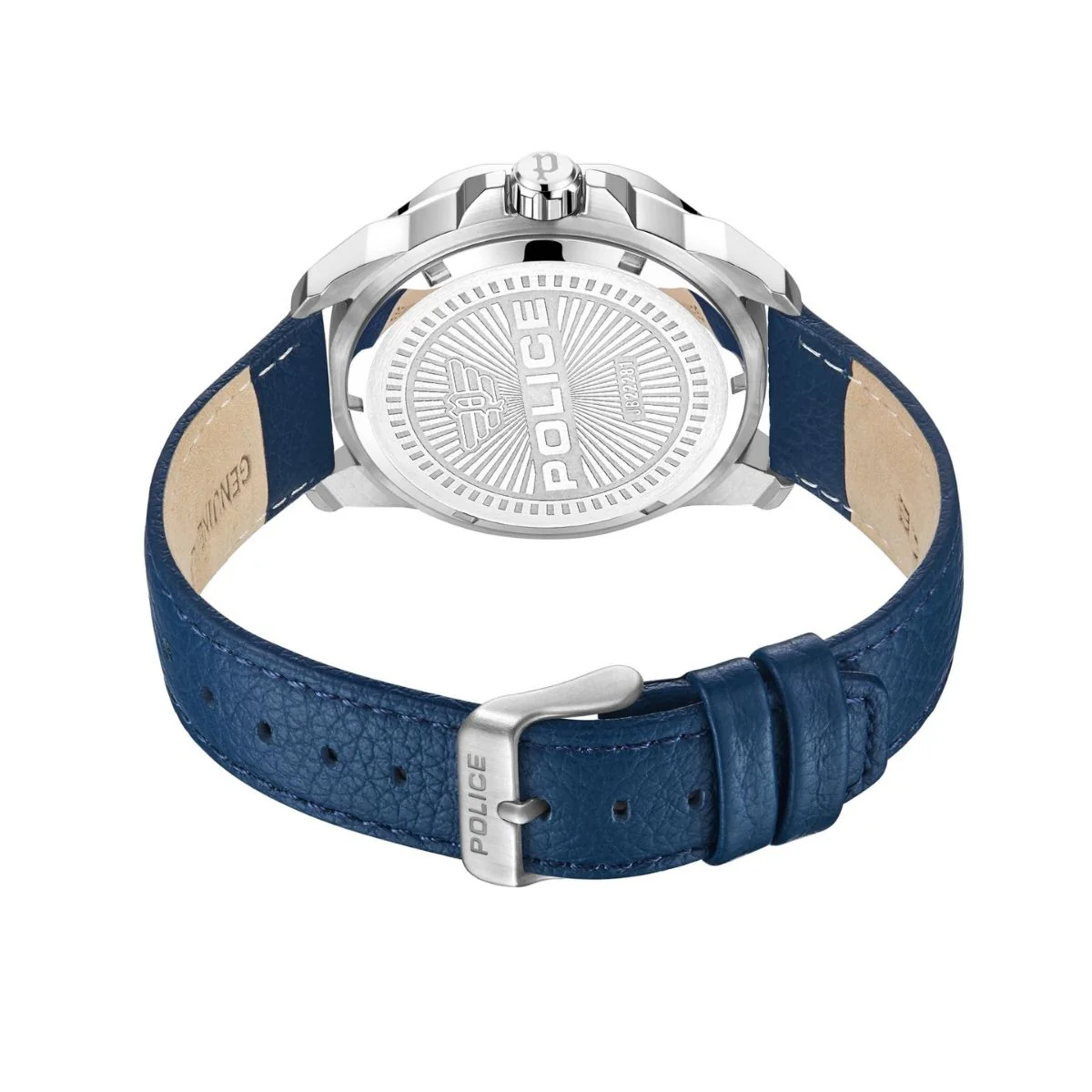 3 Hand Date Blue Dial & Blue Leather Strap Watch - Blue - Image 3
