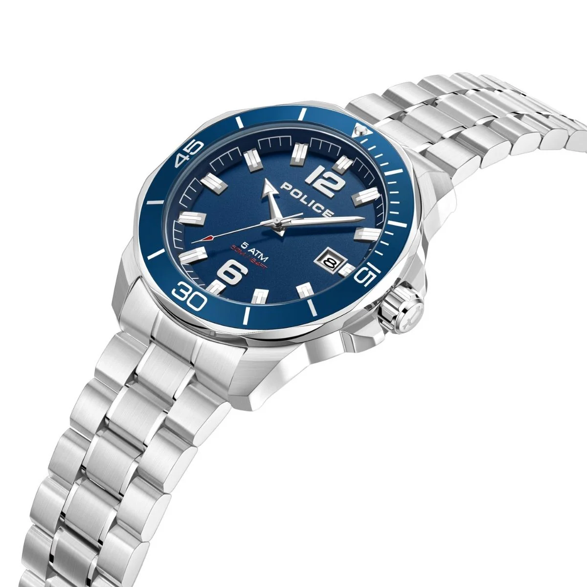 3 Hand Date Blue Dial Stainless Steel Watch - Silver - Image 2