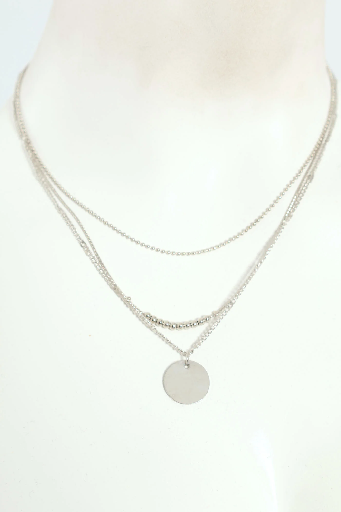 3 Layer Flat Disc Pendant - Silver - Image 2