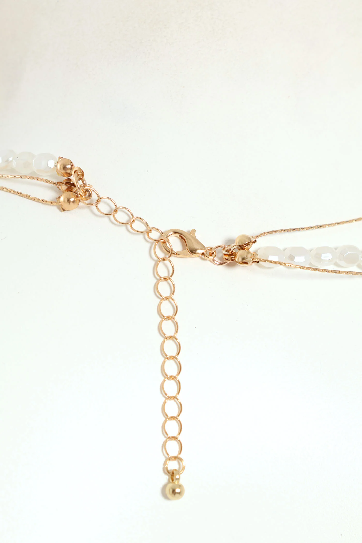 3 Layer Pearl Bead Necklace - Gold - Image 4