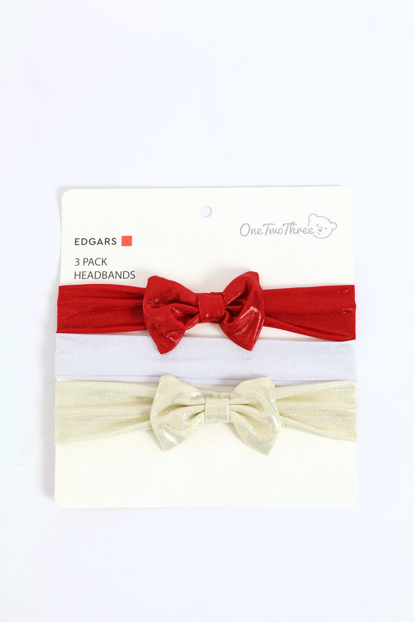 Baby Girls 3 Pack Bows Headband - Cream/White/Red - Image 3