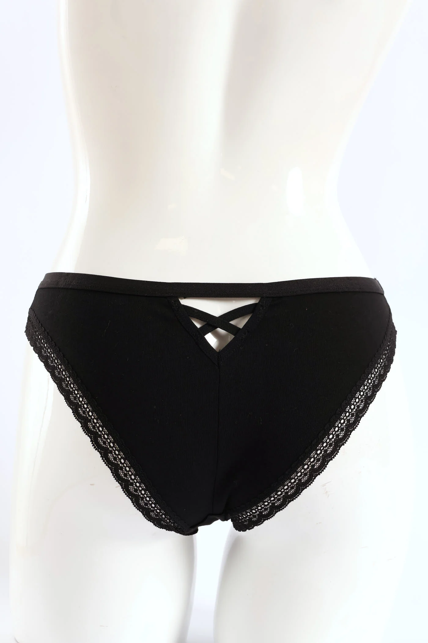 3 Pack Cotton Brazilian Panties - Grey Melange/White/Black - Image 2
