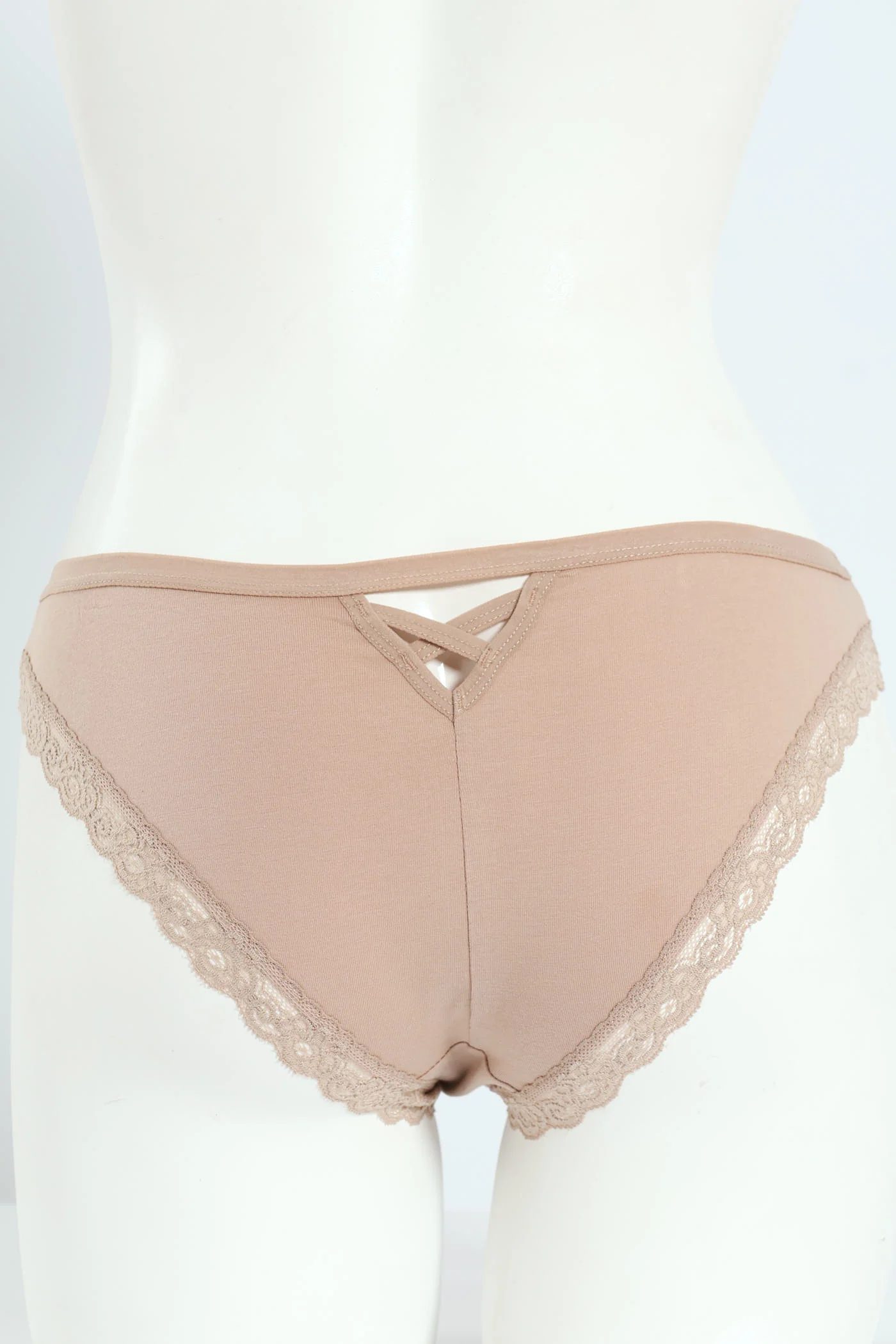 3 Pack Cotton Stretch Brazilian Panties - Olive/Taupe/Tofu - Image 3