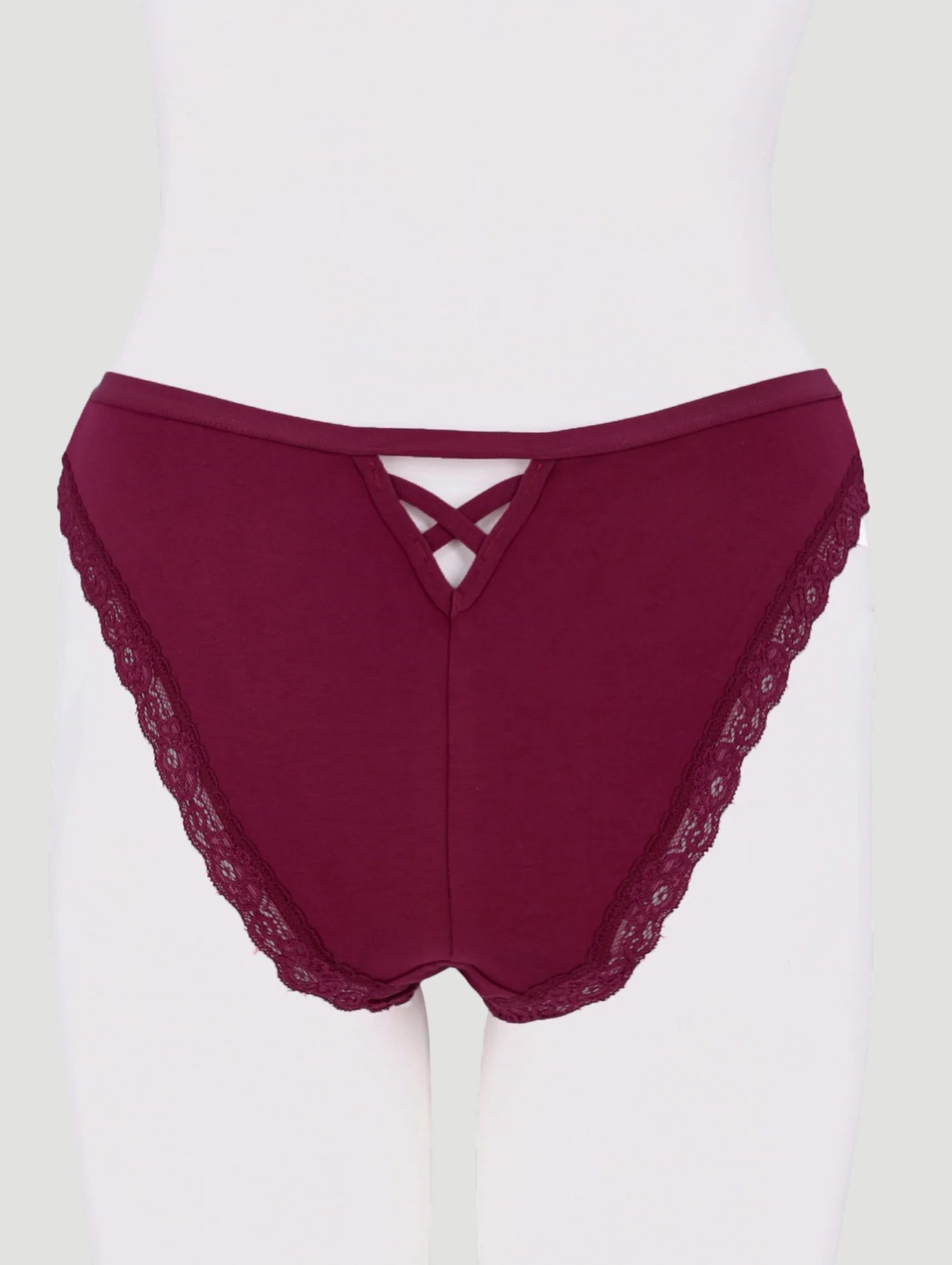 3 Pack Cotton Stretch Brazillian Panties - Burgundy/Light Pink/Coral - Image 2