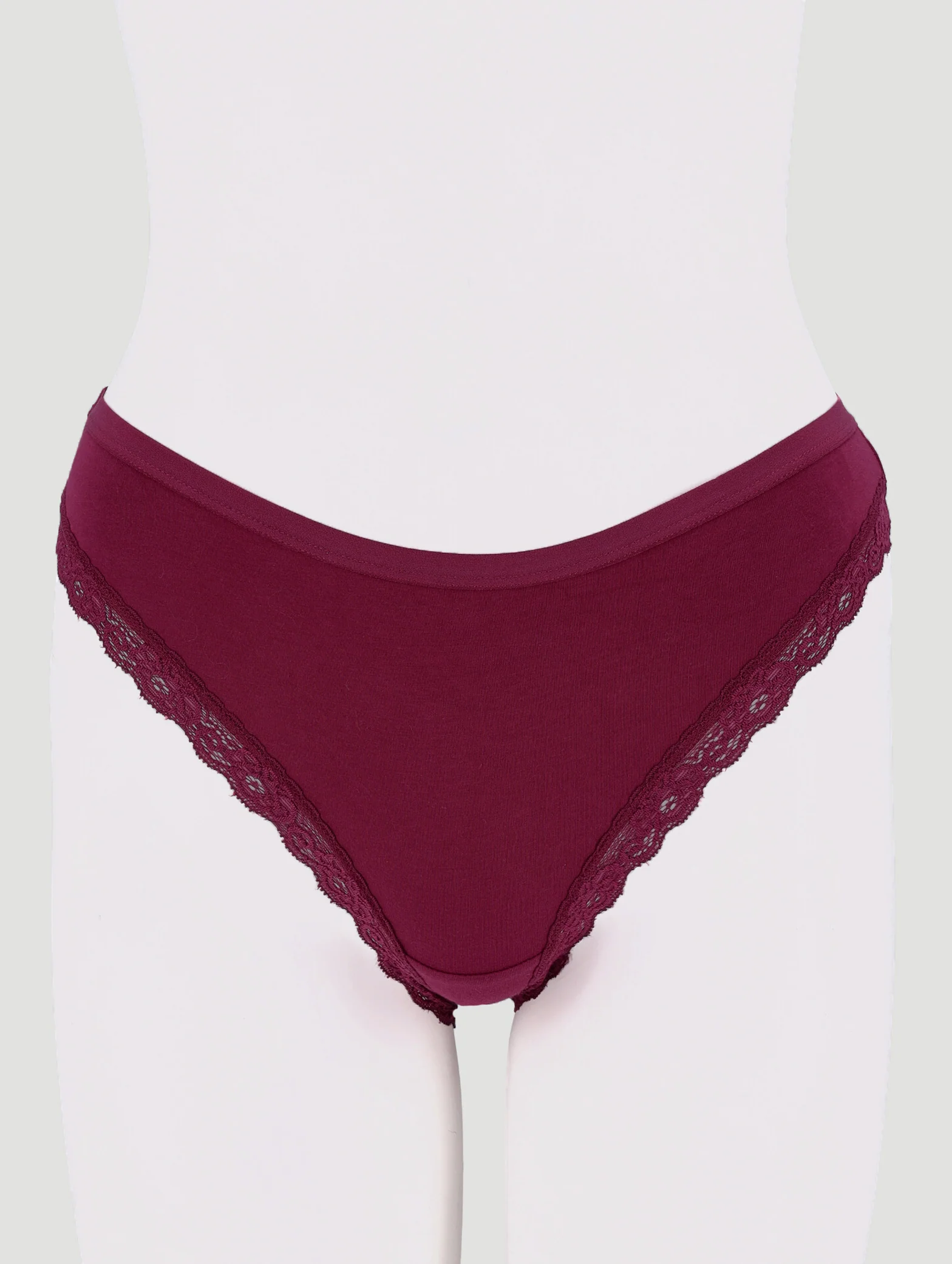 3 Pack Cotton Stretch Brazillian Panties - Burgundy/Light Pink/Coral - Image 3