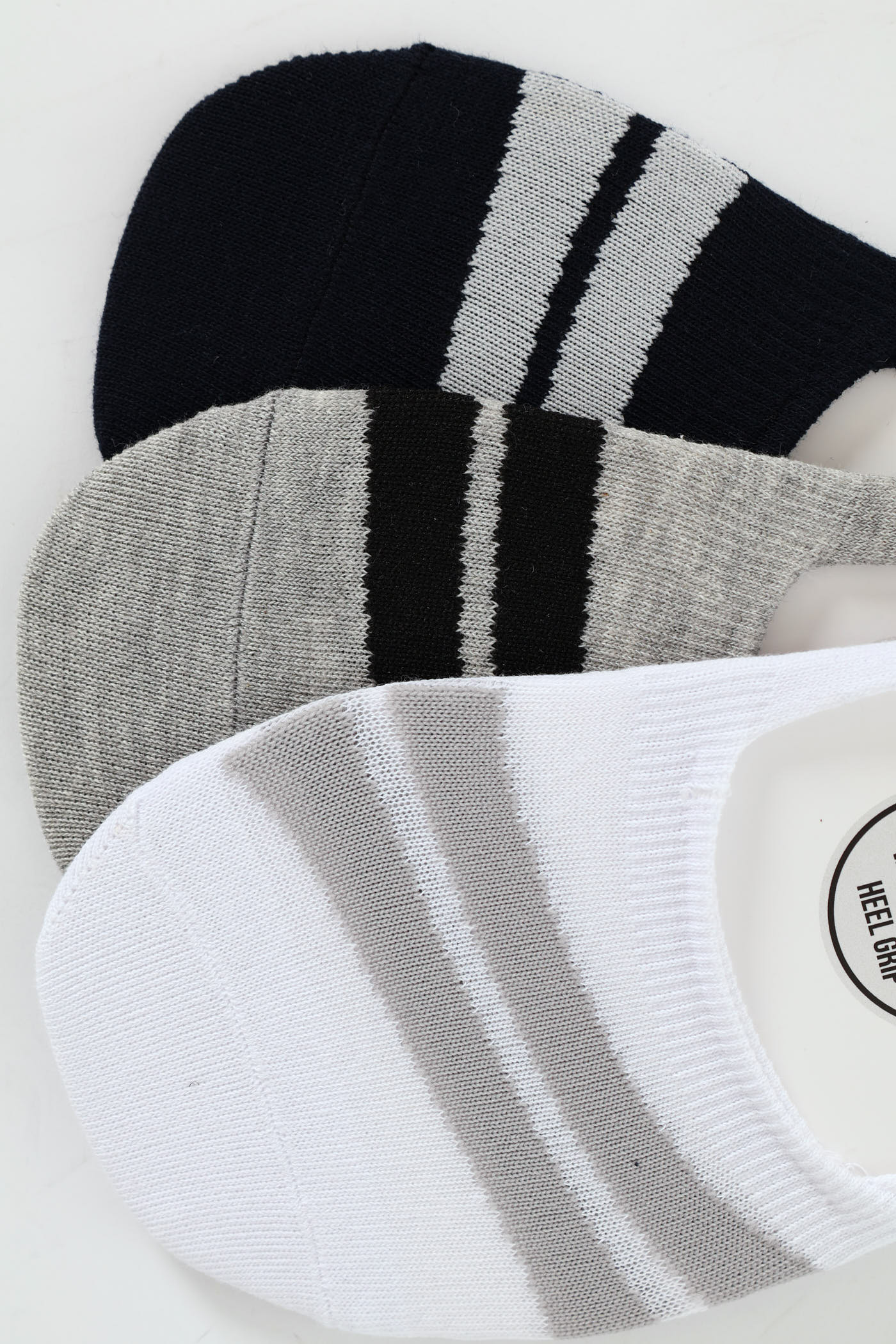 3 Pack Diagonal Stripe Secret Socks - Navy/Grey/White - Image 2