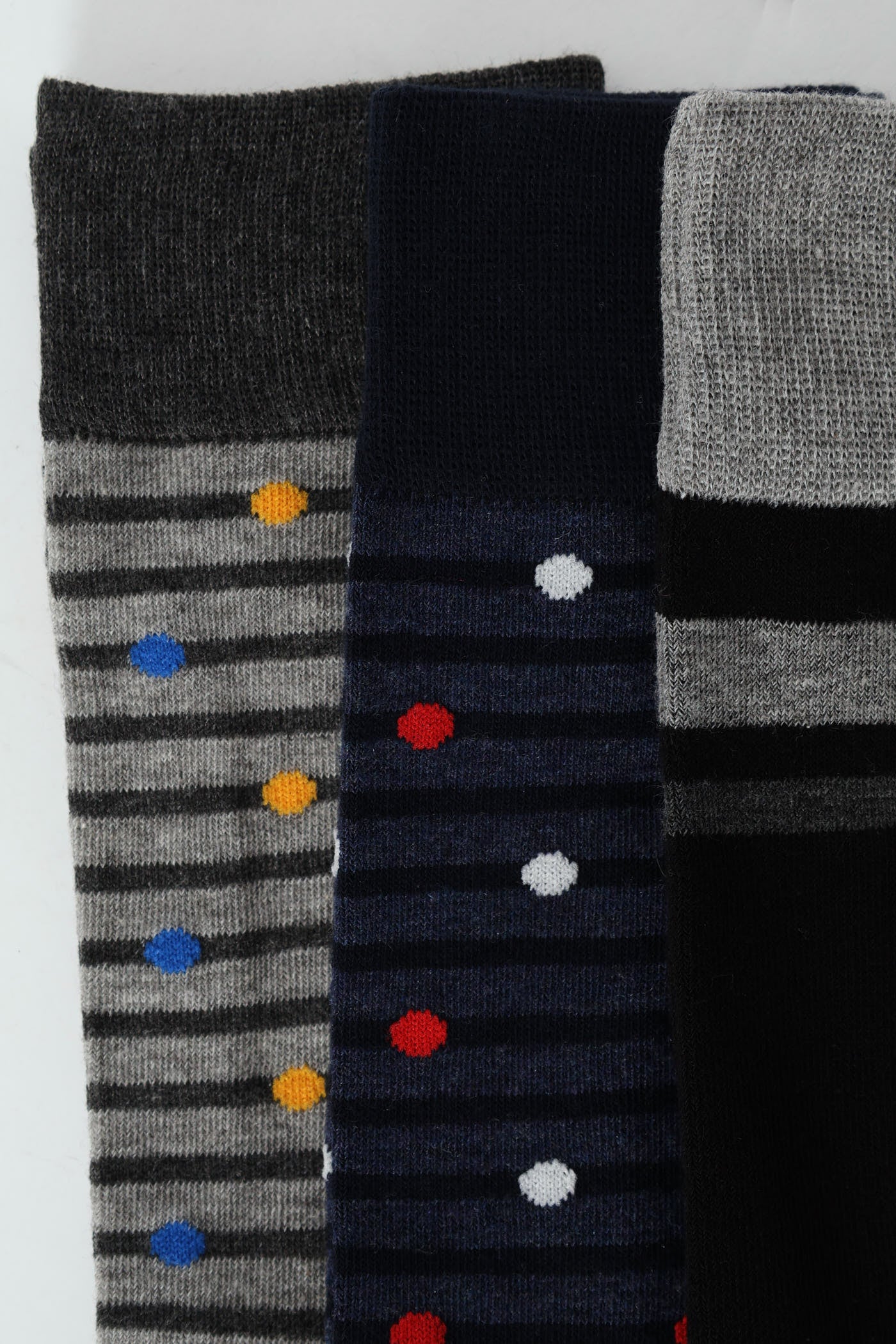 3 Pack Fashion Anklet Socks - Black/Navy/Grey - Image 2