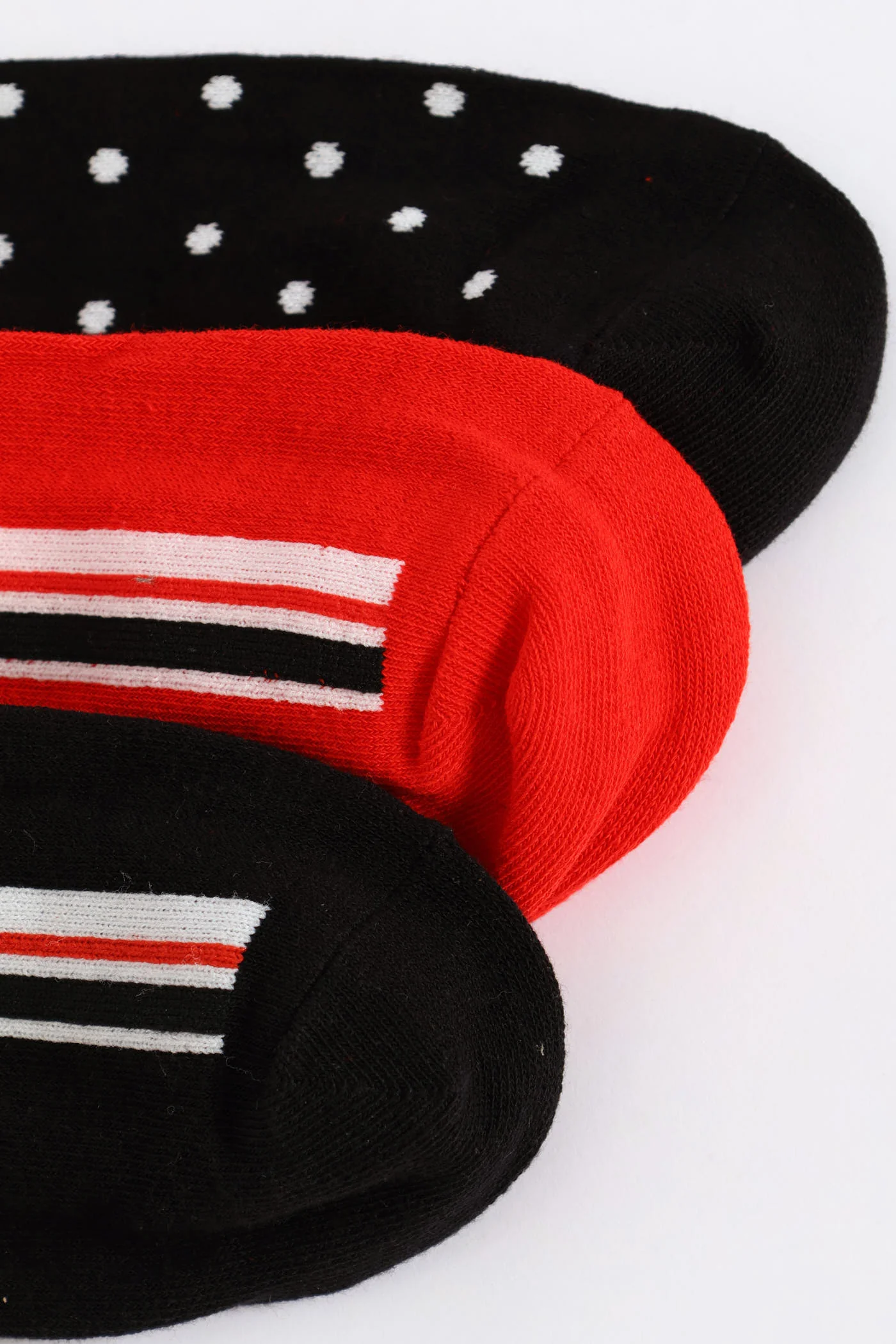 3 Pack Fashion Anklet Socks - Red/Black - Image 3