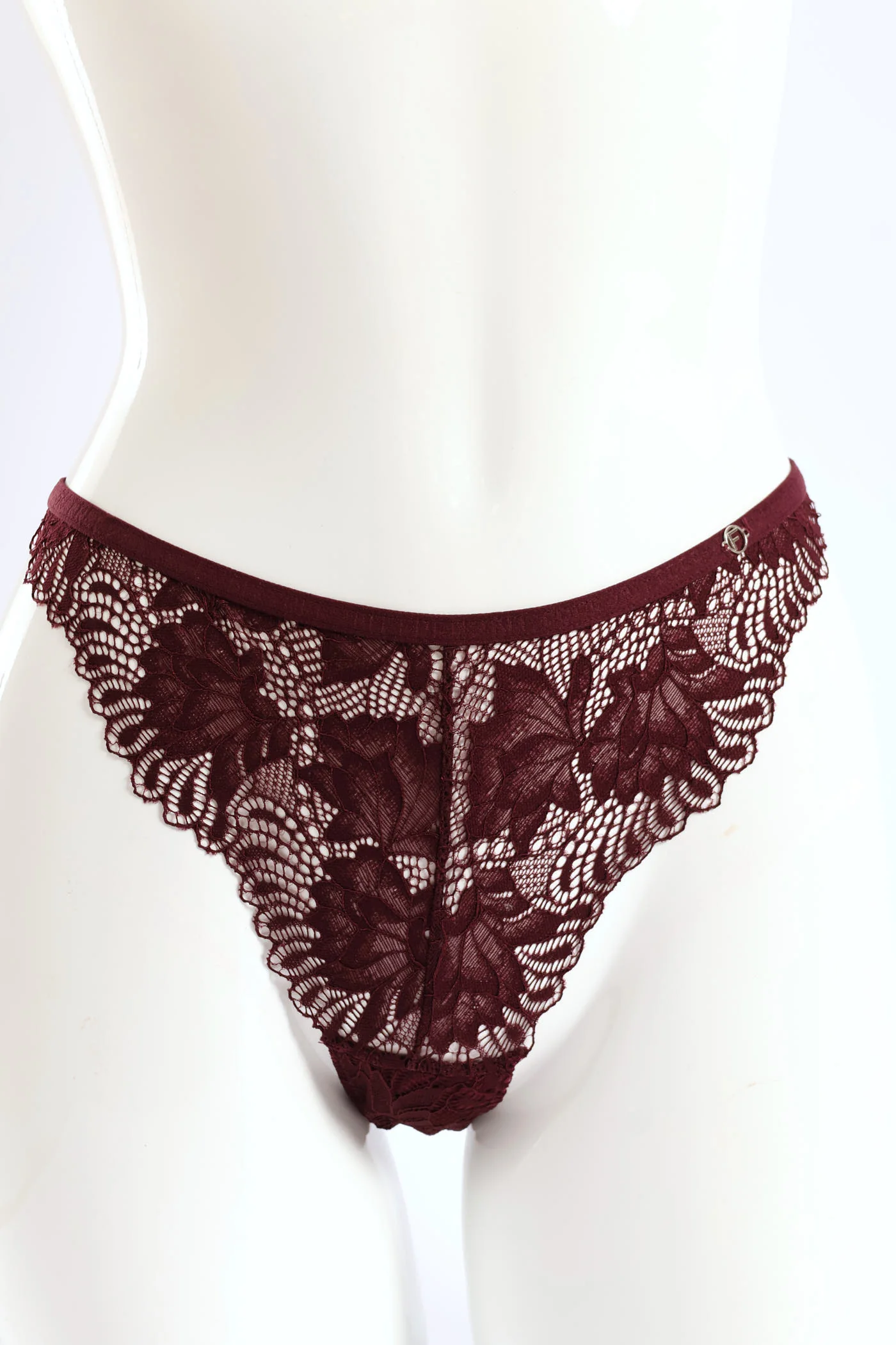 3 Pack Galloon Lace Brazilian Panties - Raspberry/Maroon/Chai Melange - Image 3