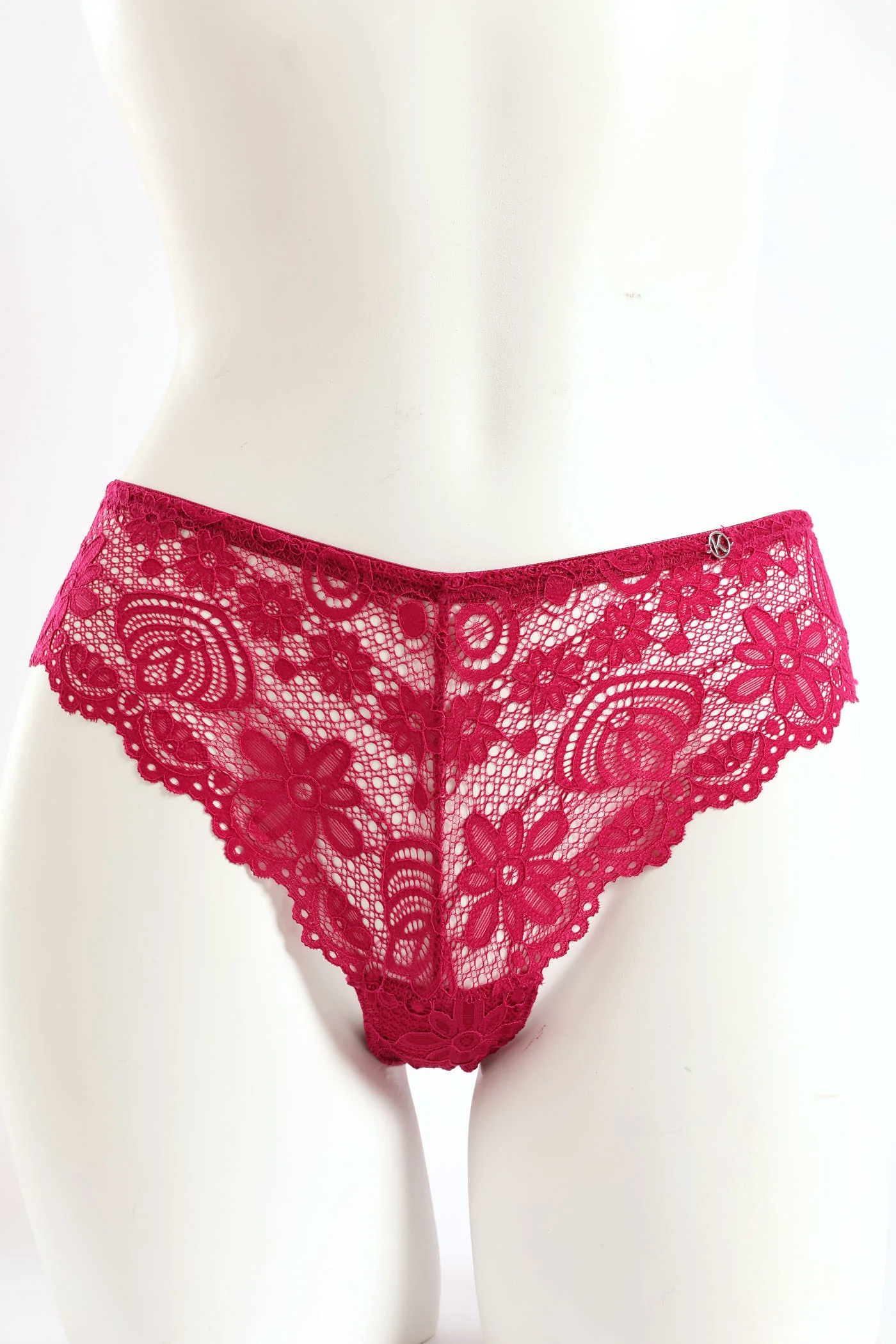 3 Pack Galloon Lace Brazilian Panties - Teal/Black/Raspberry - Image 2