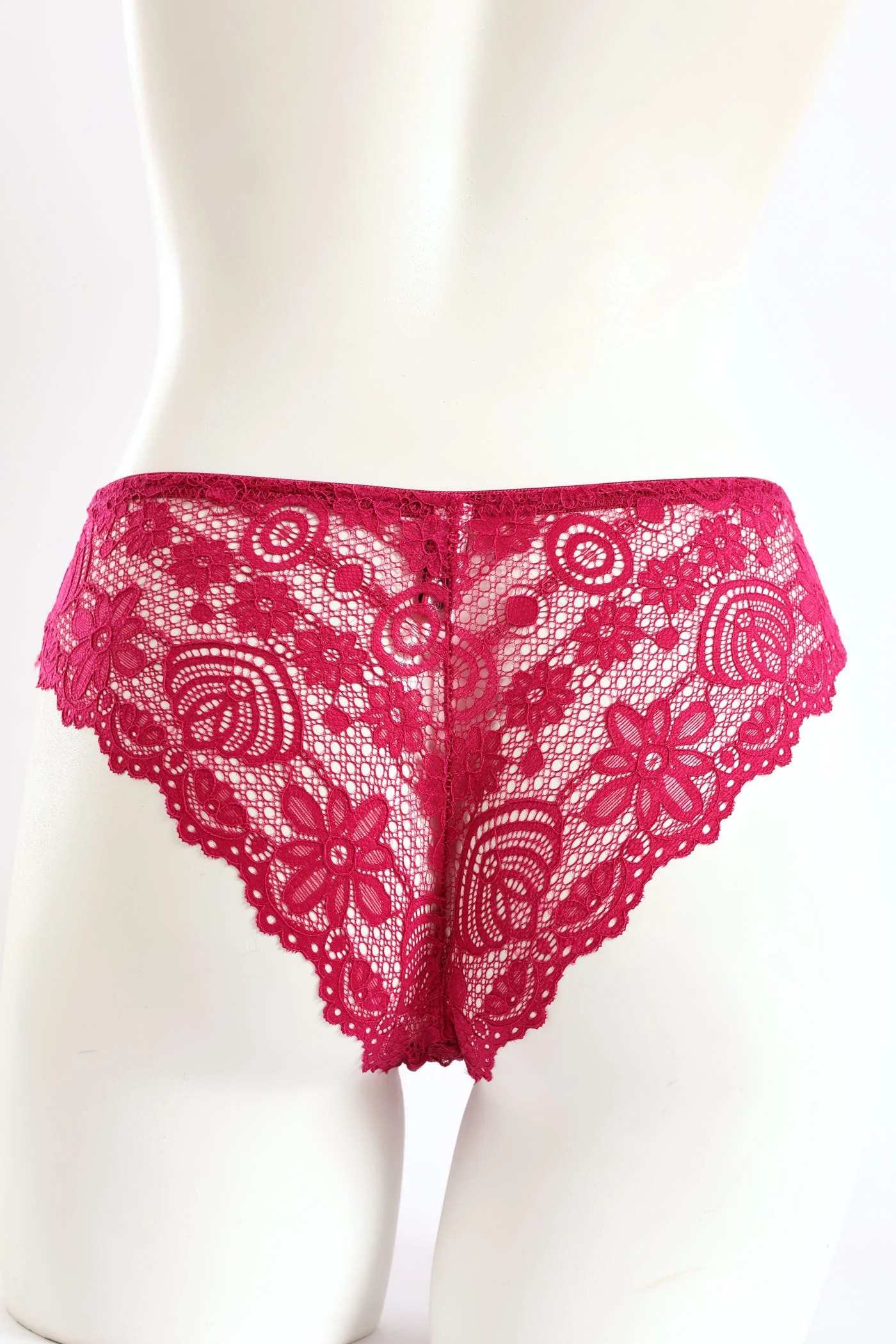 3 Pack Galloon Lace Brazilian Panties - Teal/Black/Raspberry - Image 4